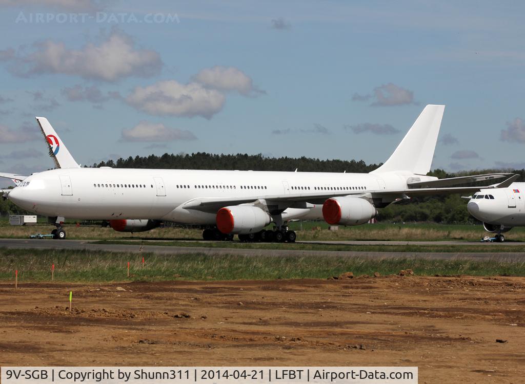 9V-SGB, 2003 Airbus A340-541 C/N 499, Stored in all white c/s without titles... Registration removed...