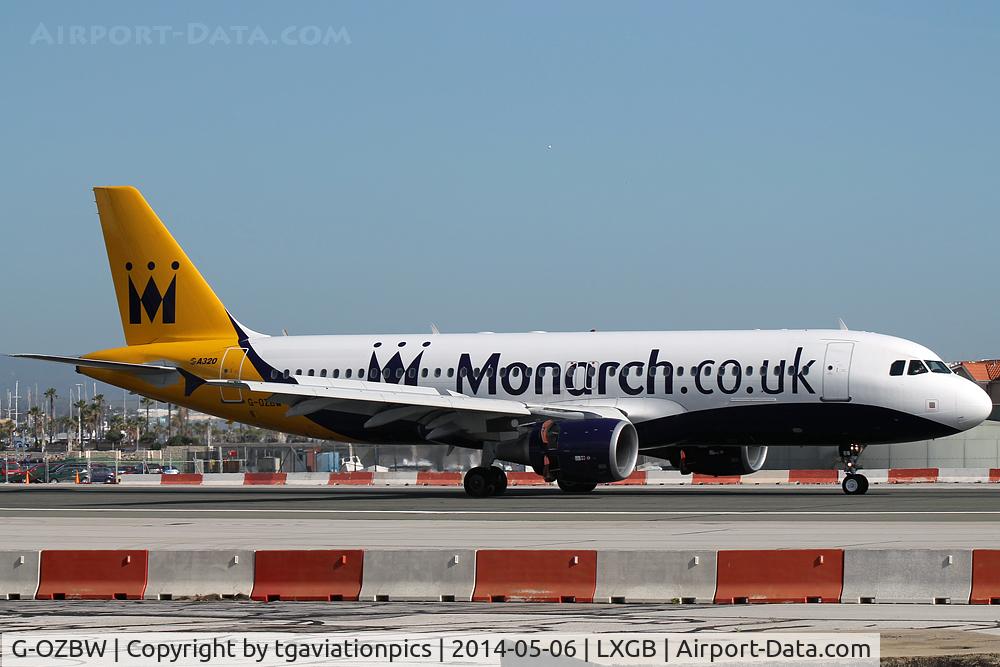 G-OZBW, 2001 Airbus A320-214 C/N 1571, G-OZBW, about to cross Gibraltar's iconic road across the runway
