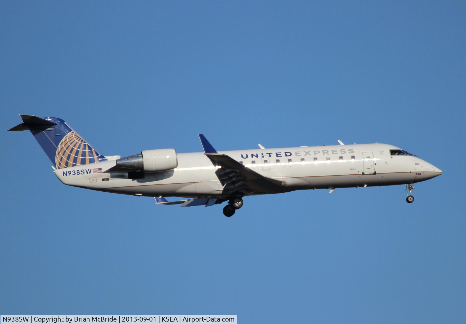 N938SW, 2003 Bombardier CRJ-200LR (CL-600-2B19) C/N 7741, United Express (SkyWest Airlines). Canadair CL-600-2B19 Regional Jet CRJ-200LR. N938SW cn 7741. Seattle Tacoma - International (SEA KSEA). Image © Brian McBride. 01 September 2013