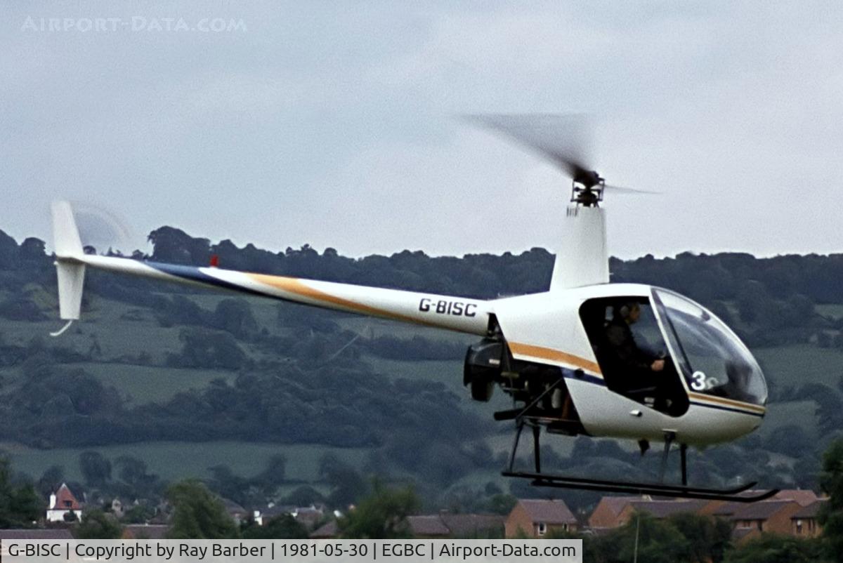 G-BISC, 1980 Robinson R22 C/N 0018, Robinson R-22 [0018] Cheltenham Racecourse~G 30/05/1981. Taken from a slide.