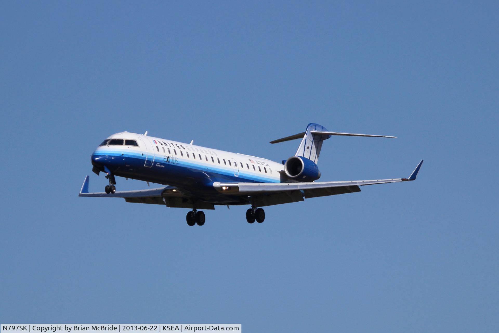 N797SK, 2010 Bombardier CRJ-700 (CL-600-2C10) Regional Jet C/N 10301, United Express (SkyWest Airlines). Canadair CL-600-2C10 Regional Jet CRJ-700. N797SK cn 10301. Seattle Tacoma - International (SEA KSEA). Image © Brian McBride. 22 June 2013