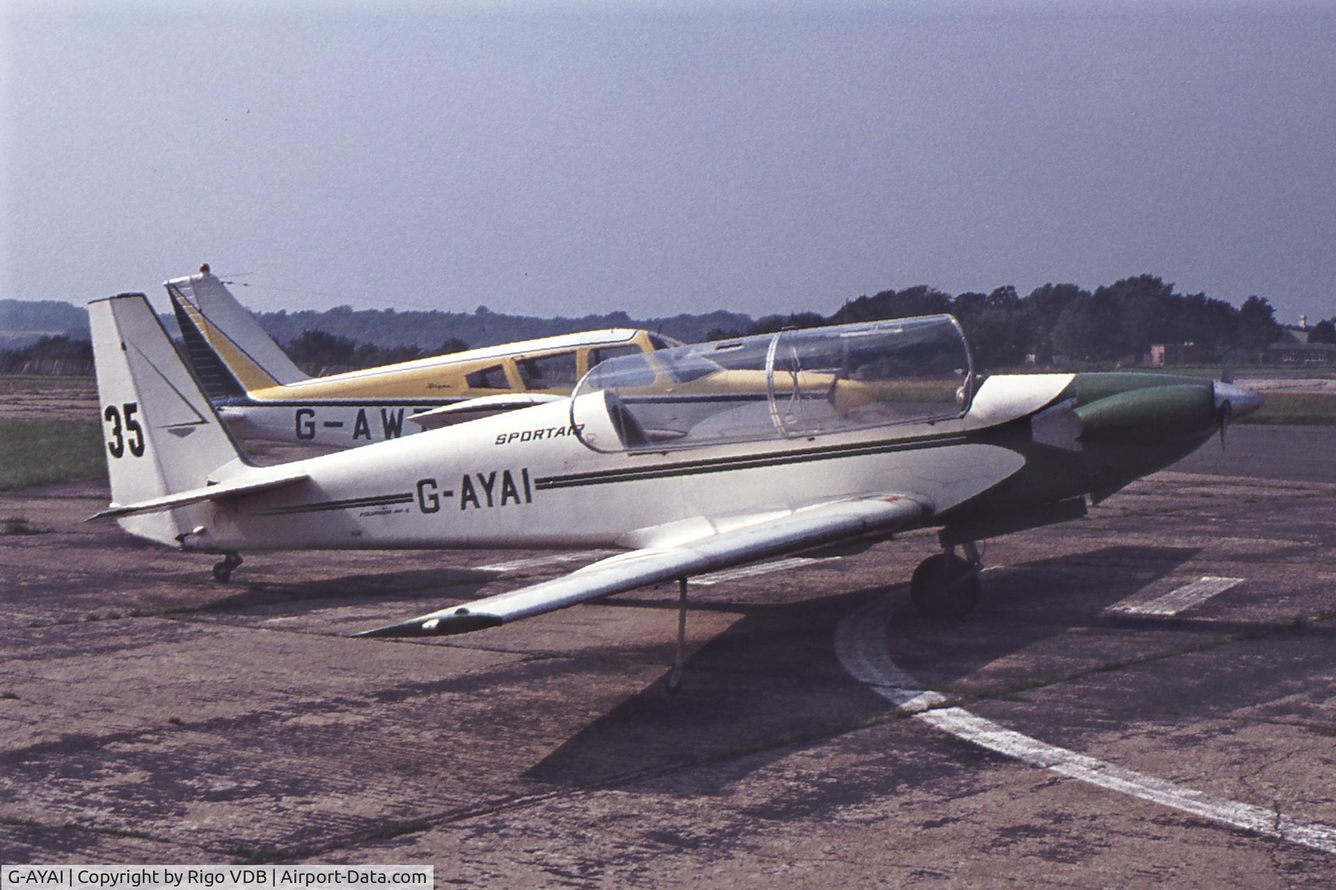 G-AYAI, 1970 Sportavia-Putzer RF-5 C/N 5071, Photo taken somewhere in the UK, early seventies.