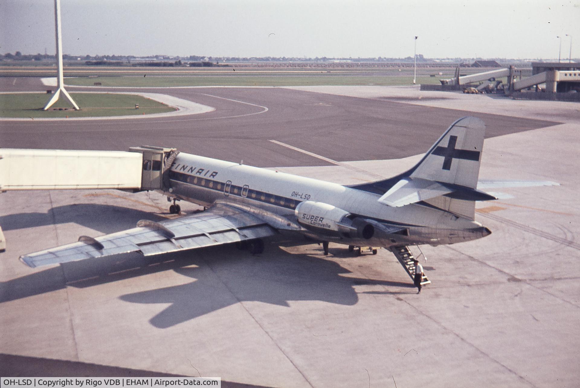 OH-LSD, 1964 Sud Aviation SE-210 Caravelle 10B3 Super B C/N 187, Schiphol, early Seventies.