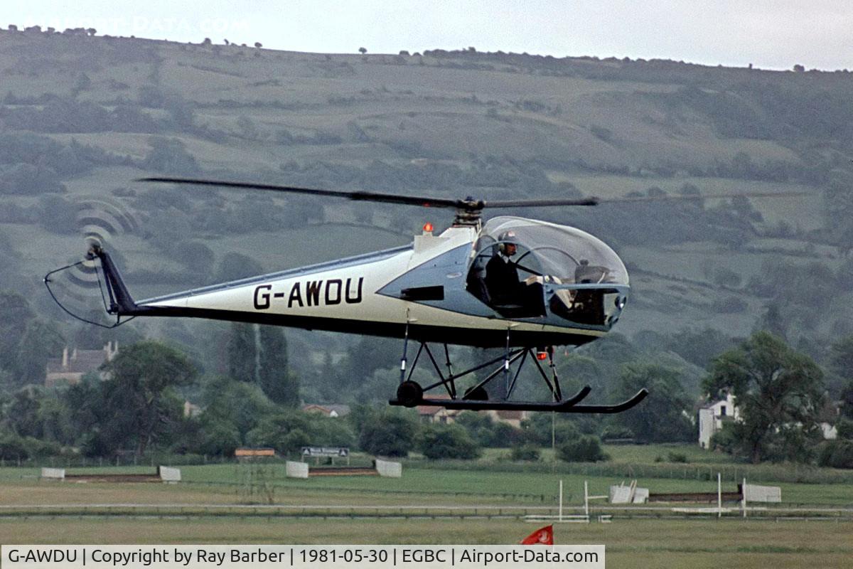 G-AWDU, 1968 Brantly B-2B C/N 481, G-AWDU   Brantly B-2B [481] Cheltenham Racecourse~G 30/05/1981. Taken from a slide.