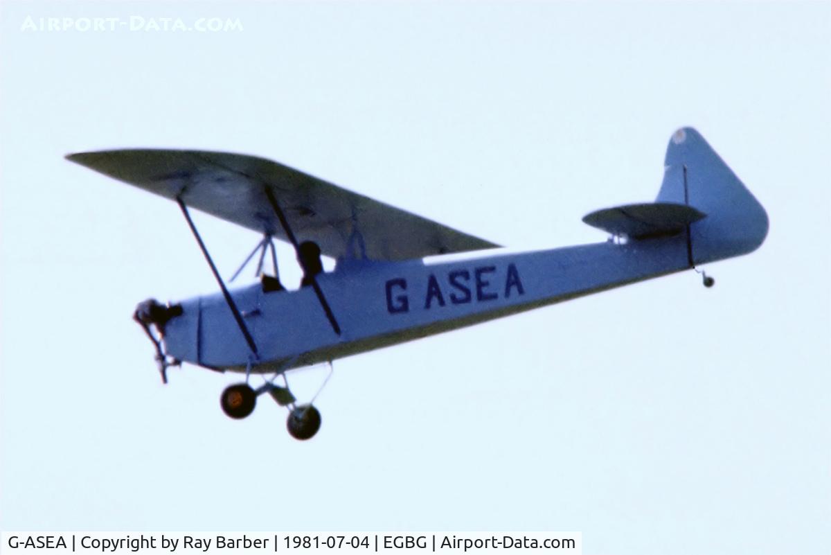 G-ASEA, 1966 Luton LA4A Minor C/N PFA 1154, Luton LA-4A Minor [PAL/1154] Leicester~G 04/07/1981. Taken from a slide.