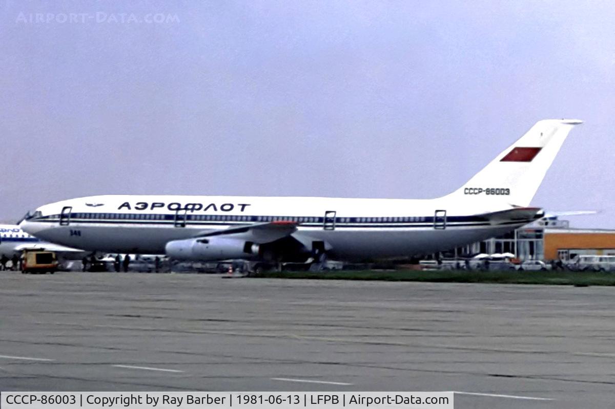 CCCP-86003, Ilyushin IL-86 C/N 51483200001, Ilyushin IL-86 [51483200001] (Aeroflot) Paris Le-Bourget~F 13/06/1981. Taken from a slide.