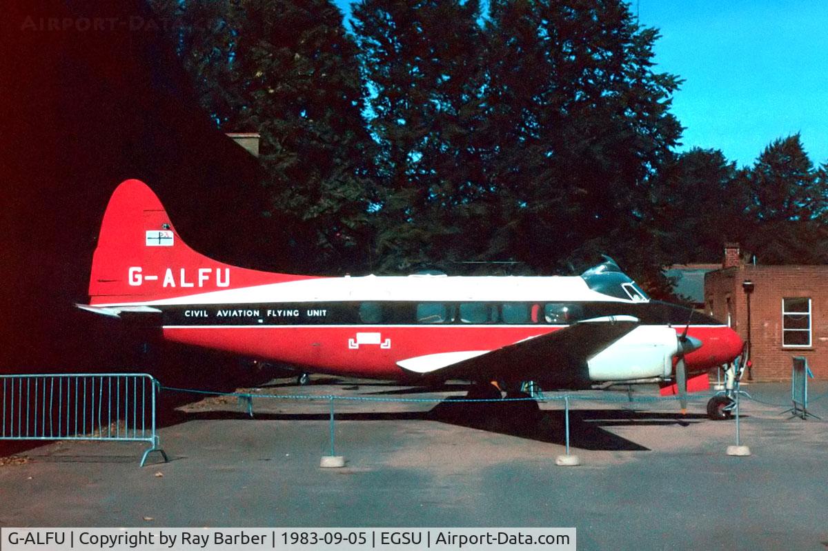 G-ALFU, 1949 De Havilland DH-104 Dove 6 C/N 04234, De Havilland DH.104 Dove 6 [04234] (Civil Aviation Flying Unit) Duxford~G 05/09/1983. Taken from a slide.
