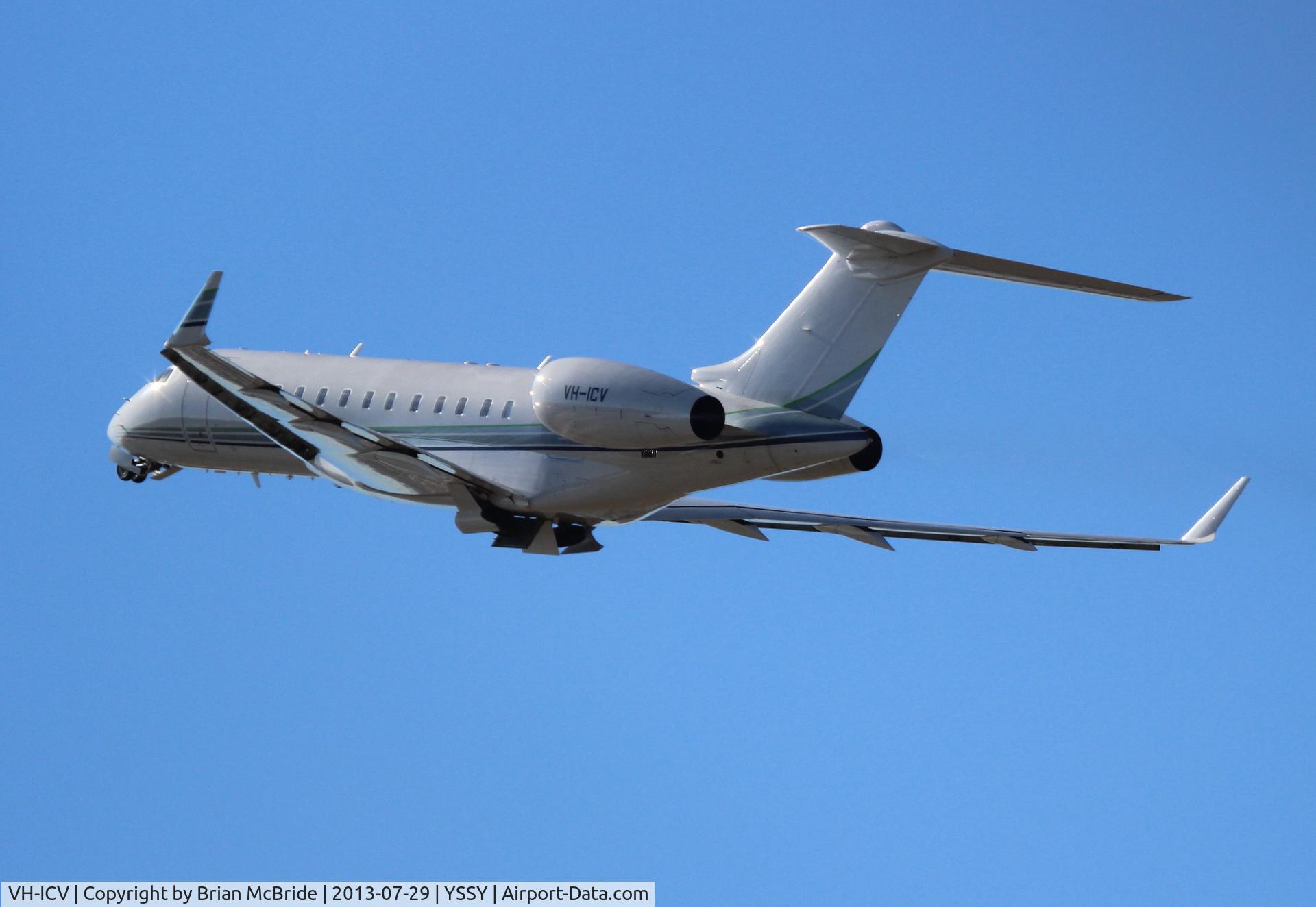 VH-ICV, 2010 Bombardier BD-700-1A10 Global Express C/N 9393, Bombardier BD-700-1A10 Global Express. VH-ICV cn 9393. Sydney - Kingsford Smith International (Mascot) (SYD YSSY). Image © Brian McBride. 29 July 2013