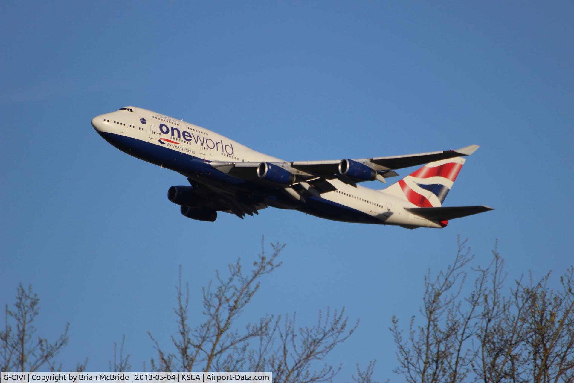 G-CIVI, 1996 Boeing 747-436 C/N 25814, British Airways. 747-436. G-CIVI cn 25814 1079. Seattle Tacoma - International (SEA KSEA). Image © Brian McBride. 04 May 2013
