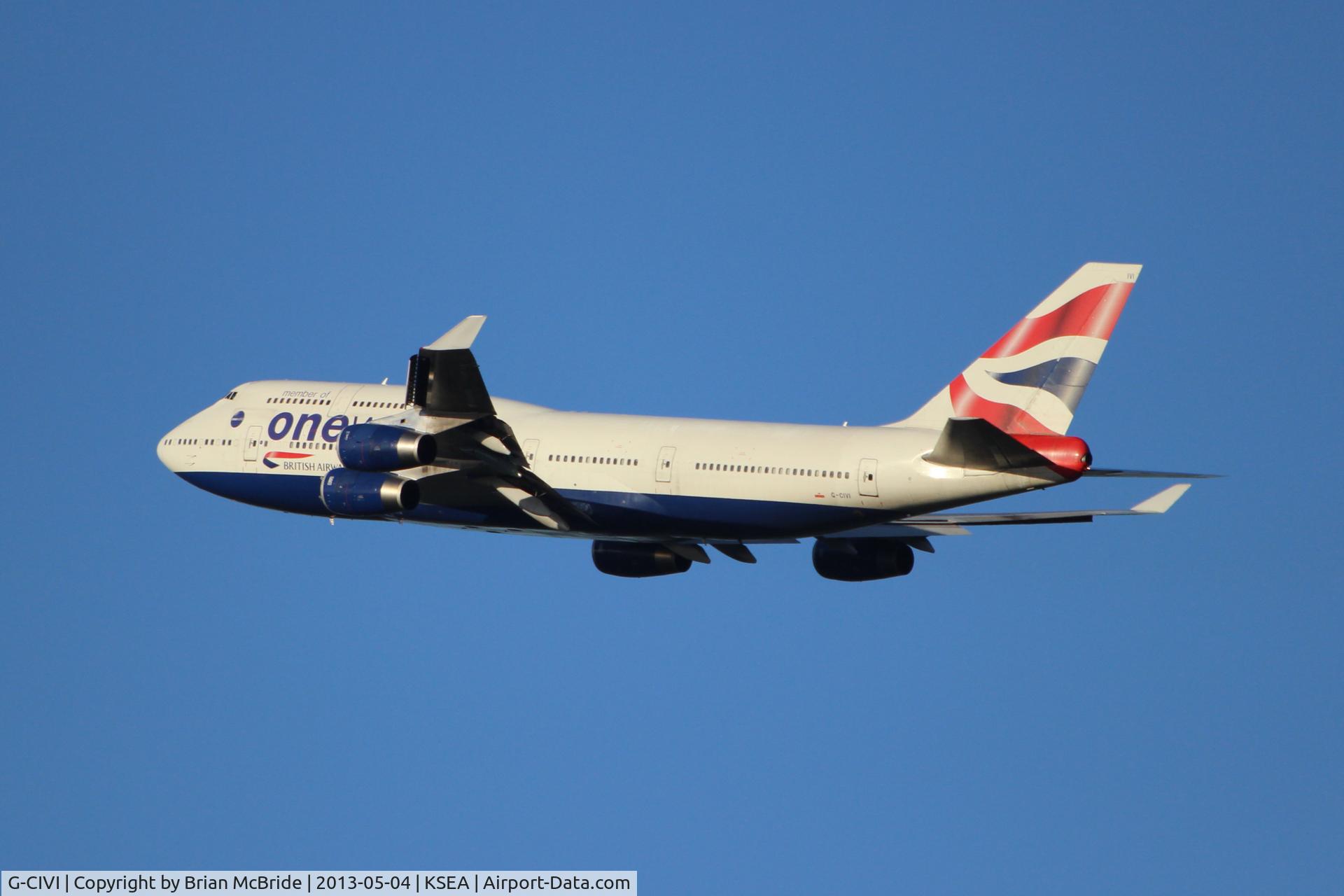 G-CIVI, 1996 Boeing 747-436 C/N 25814, British Airways. 747-436. G-CIVI cn 25814 1079. Seattle Tacoma - International (SEA KSEA). Image © Brian McBride. 04 May 2013