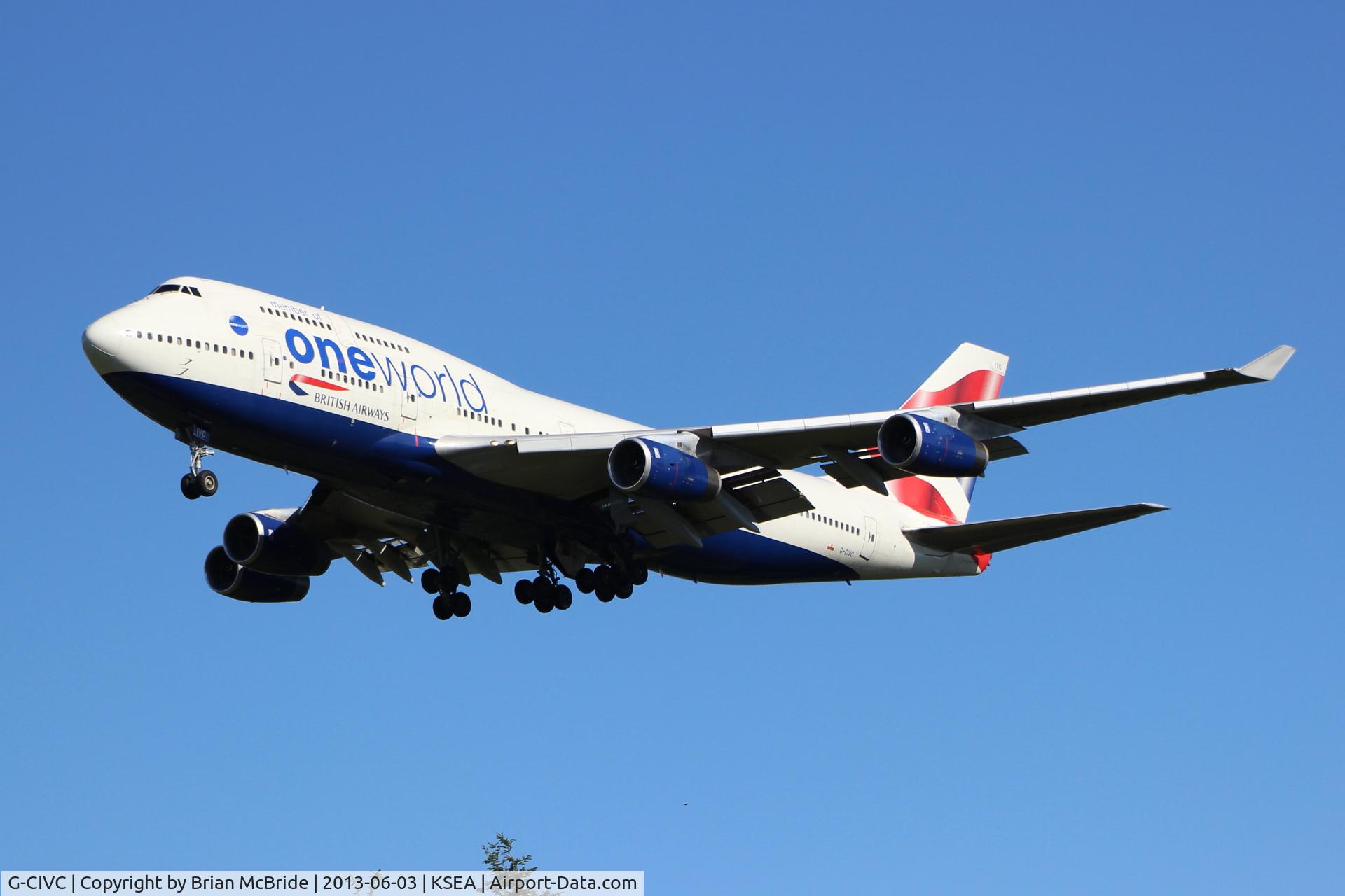 G-CIVC, 1994 Boeing 747-436 C/N 25812, British Airways. 747-436. G-CIVC cn 25812 1022. Seattle Tacoma - International (SEA KSEA). Image © Brian McBride. 03 June 2013