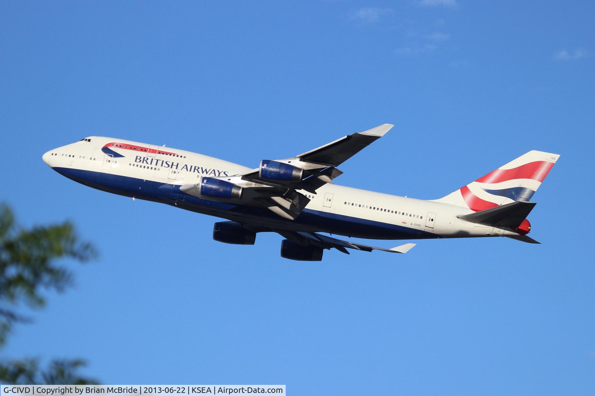 G-CIVD, 1994 Boeing 747-436 C/N 27349, British Airways. 747-436. G-CIVD cn 27349 1048. Seattle Tacoma - International (SEA KSEA). Image © Brian McBride. 22 June 2013