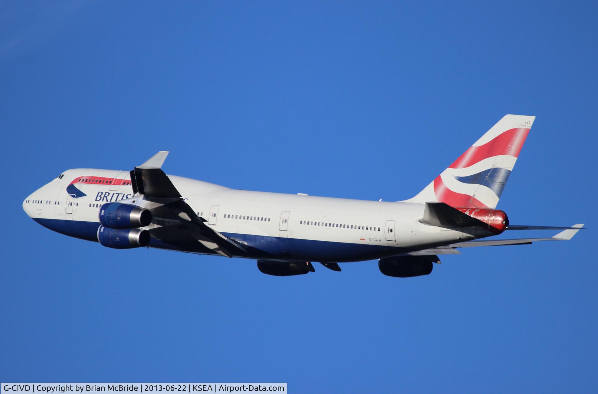 G-CIVD, 1994 Boeing 747-436 C/N 27349, British Airways. 747-436. G-CIVD cn 27349 1048. Seattle Tacoma - International (SEA KSEA). Image © Brian McBride. 22 June 2013