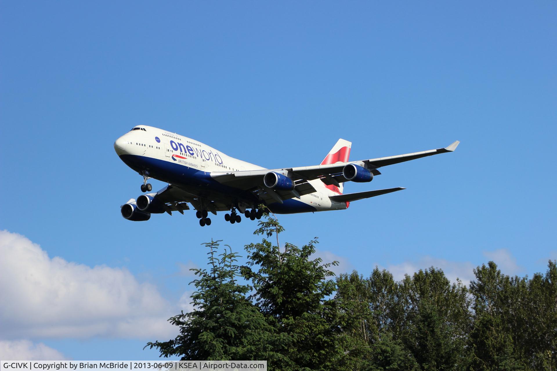 G-CIVK, 1997 Boeing 747-436 C/N 25818, British Airways. 747-436. G-CIVK cn 25818 1104. Seattle Tacoma - International (SEA KSEA). Image © Brian McBride. 09 June 2013