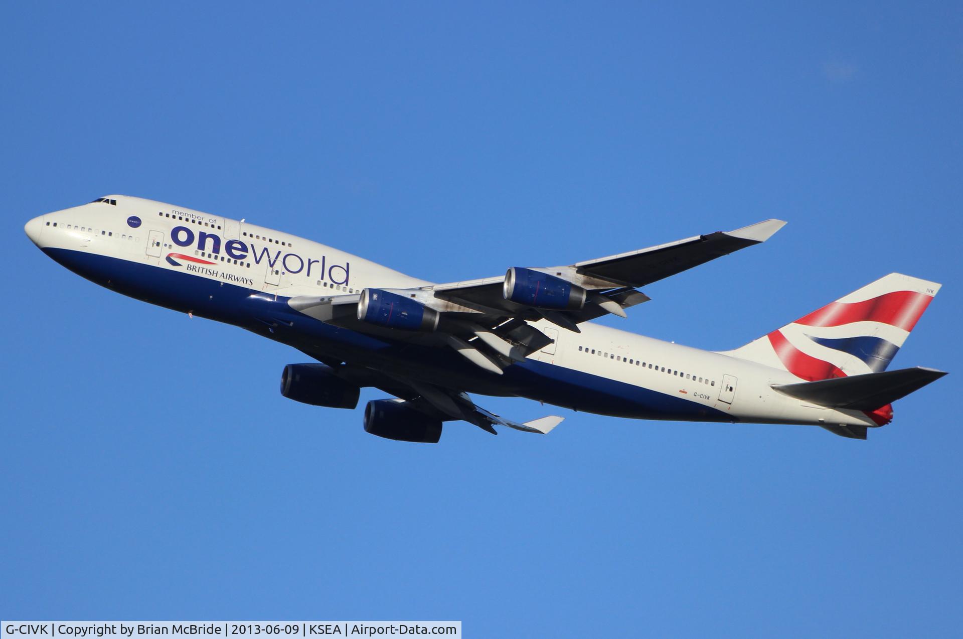 G-CIVK, 1997 Boeing 747-436 C/N 25818, British Airways. 747-436. G-CIVK cn 25818 1104. Seattle Tacoma - International (SEA KSEA). Image © Brian McBride. 09 June 2013