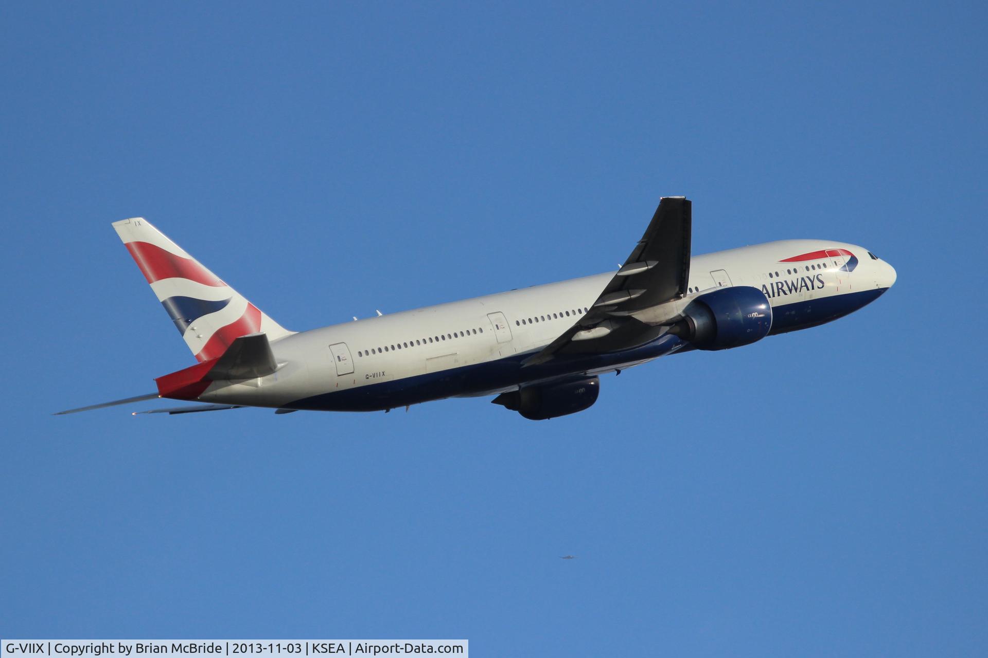 G-VIIX, 1999 Boeing 777-236 C/N 29966, British Airways. 777-236ER. G-VIIX cn 29966 236. Seattle Tacoma - International (SEA KSEA). Image © Brian McBride. 03 November 2013