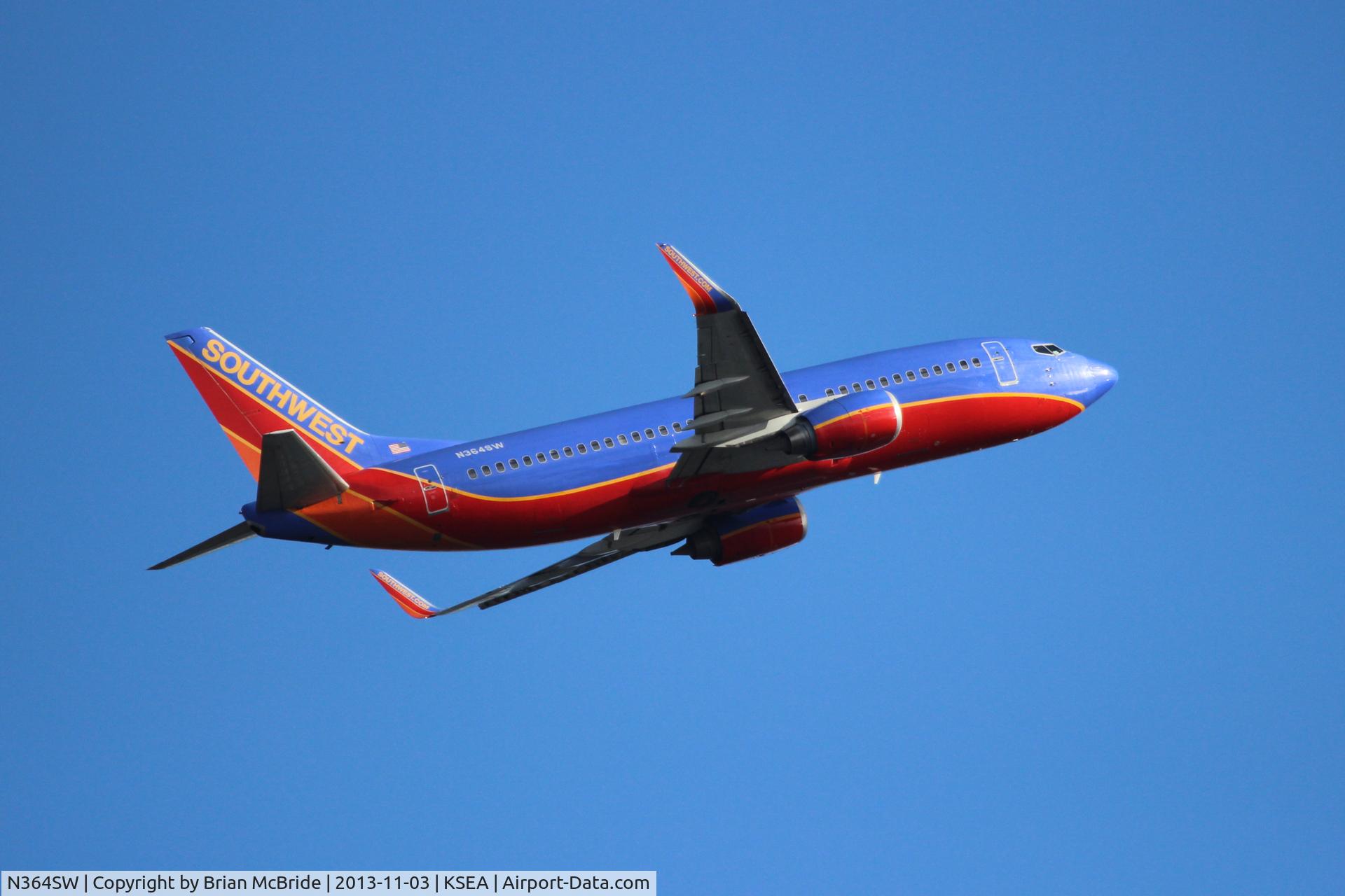 N364SW, 1993 Boeing 737-3H4 C/N 26575, Southwest Airlines. 737-3H4. N364SW cn 26575 2430. Seattle Tacoma - International (SEA KSEA). Image © Brian McBride. 03 November 2013