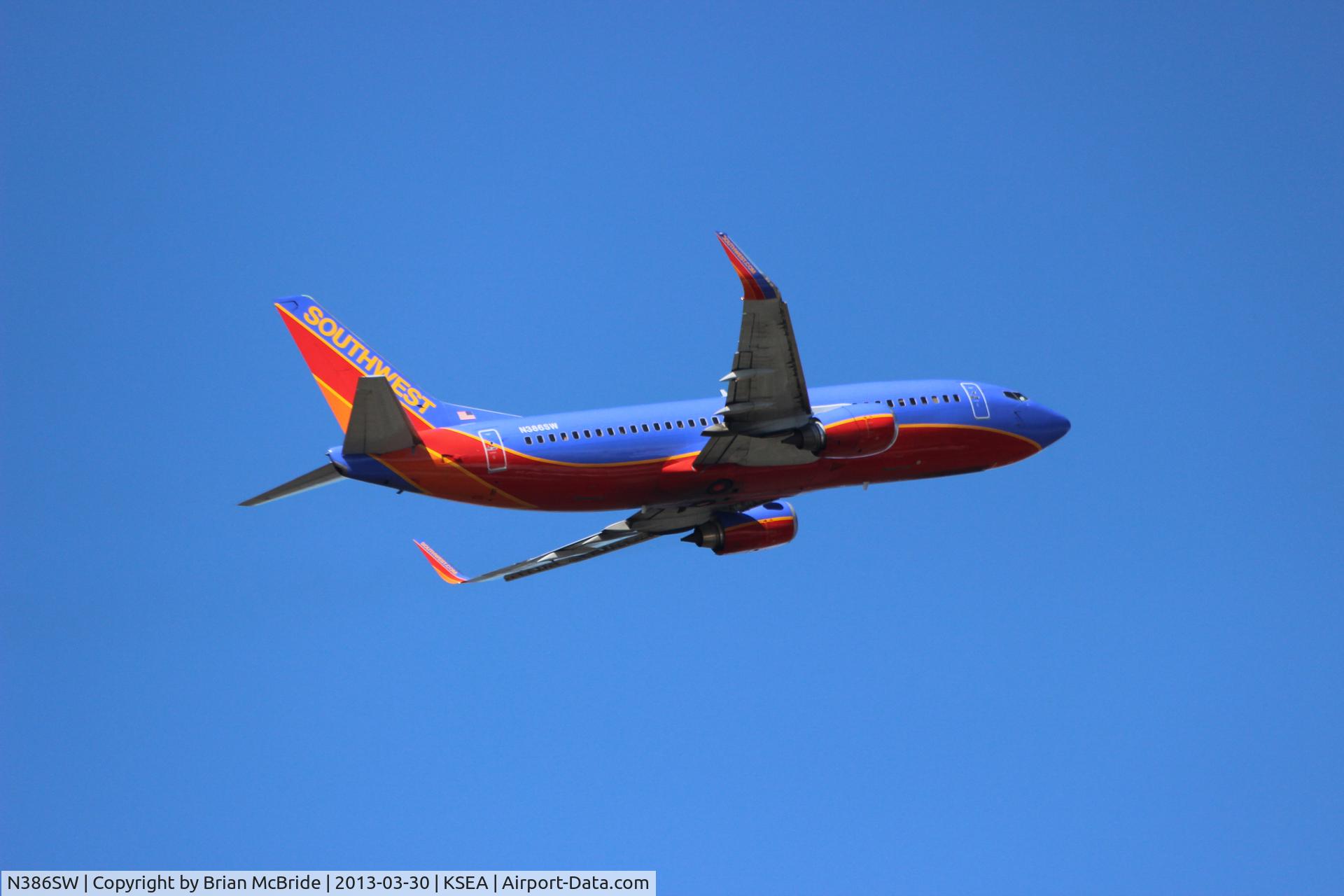 N386SW, 1994 Boeing 737-3H4 C/N 26601, Southwest Airlines. 737-3H4. N386SW cn 26601 2626. Seattle Tacoma - International (SEA KSEA). Image © Brian McBride. 30 March 2013