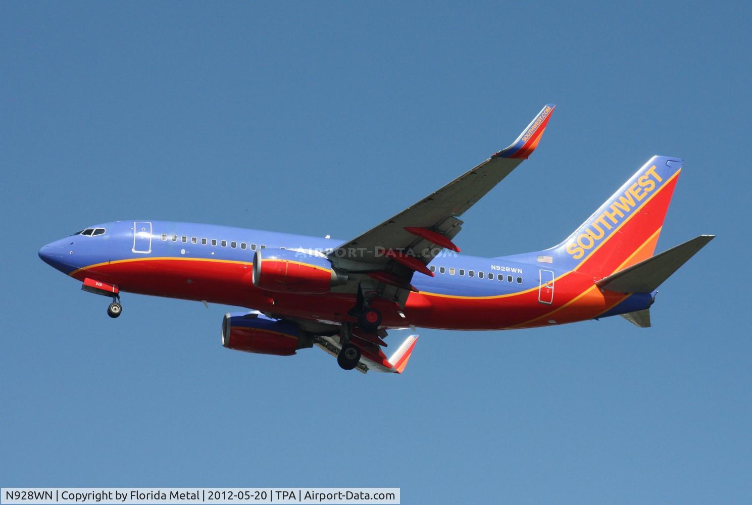 N928WN, 2008 Boeing 737-7H4 C/N 36890, Southwest 737-700