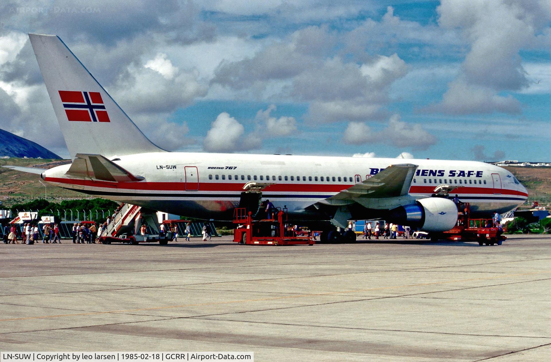 LN-SUW, 1984 Boeing 767-205 C/N 23058, Arrecife Lanzarote 18.2.85