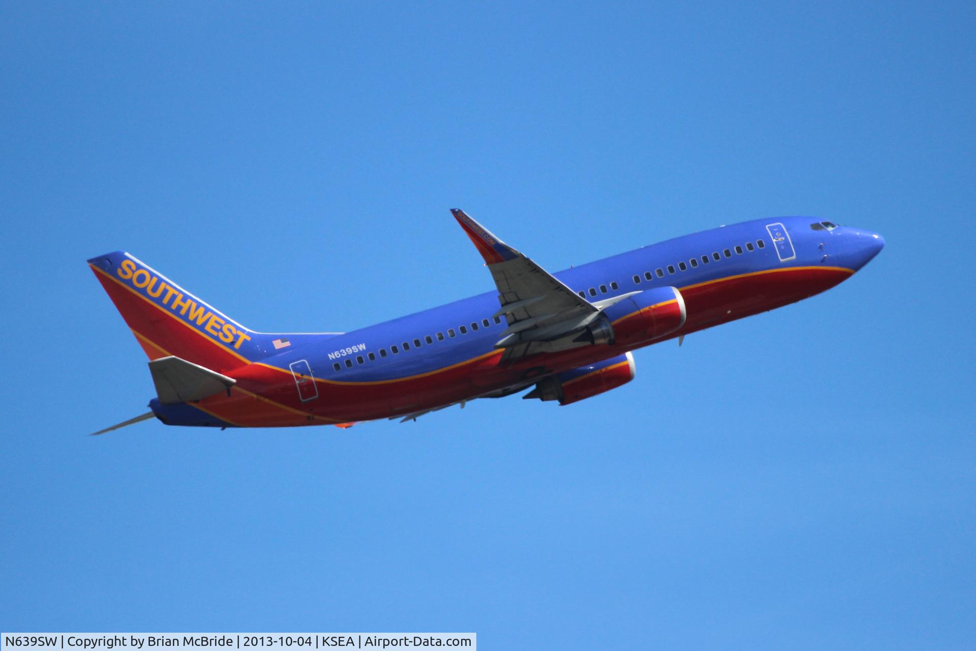 N639SW, 1996 Boeing 737-3H4 C/N 27712, Southwest Airlines. 737-3H4. N639SW cn 27712 2821. Seattle Tacoma - International (SEA KSEA). Image © Brian McBride. 04 October 2013