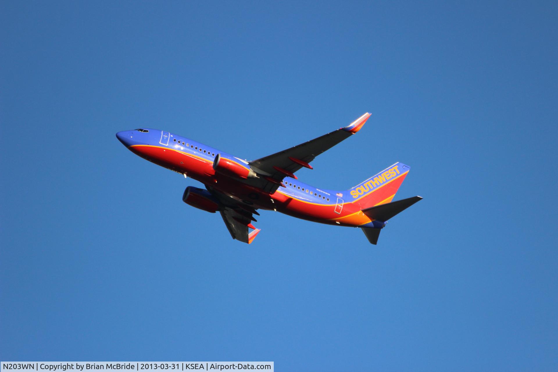 N203WN, 2005 Boeing 737-7H4 C/N 32483, Southwest Airlines. 737-7H4. N203WN cn 32483 1656. Seattle Tacoma - International (SEA KSEA). Image © Brian McBride. 31 March 2013