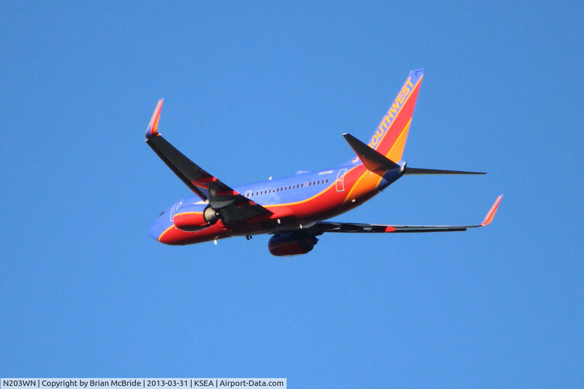 N203WN, 2005 Boeing 737-7H4 C/N 32483, Southwest Airlines. 737-7H4. N203WN cn 32483 1656. Seattle Tacoma - International (SEA KSEA). Image © Brian McBride. 31 March 2013