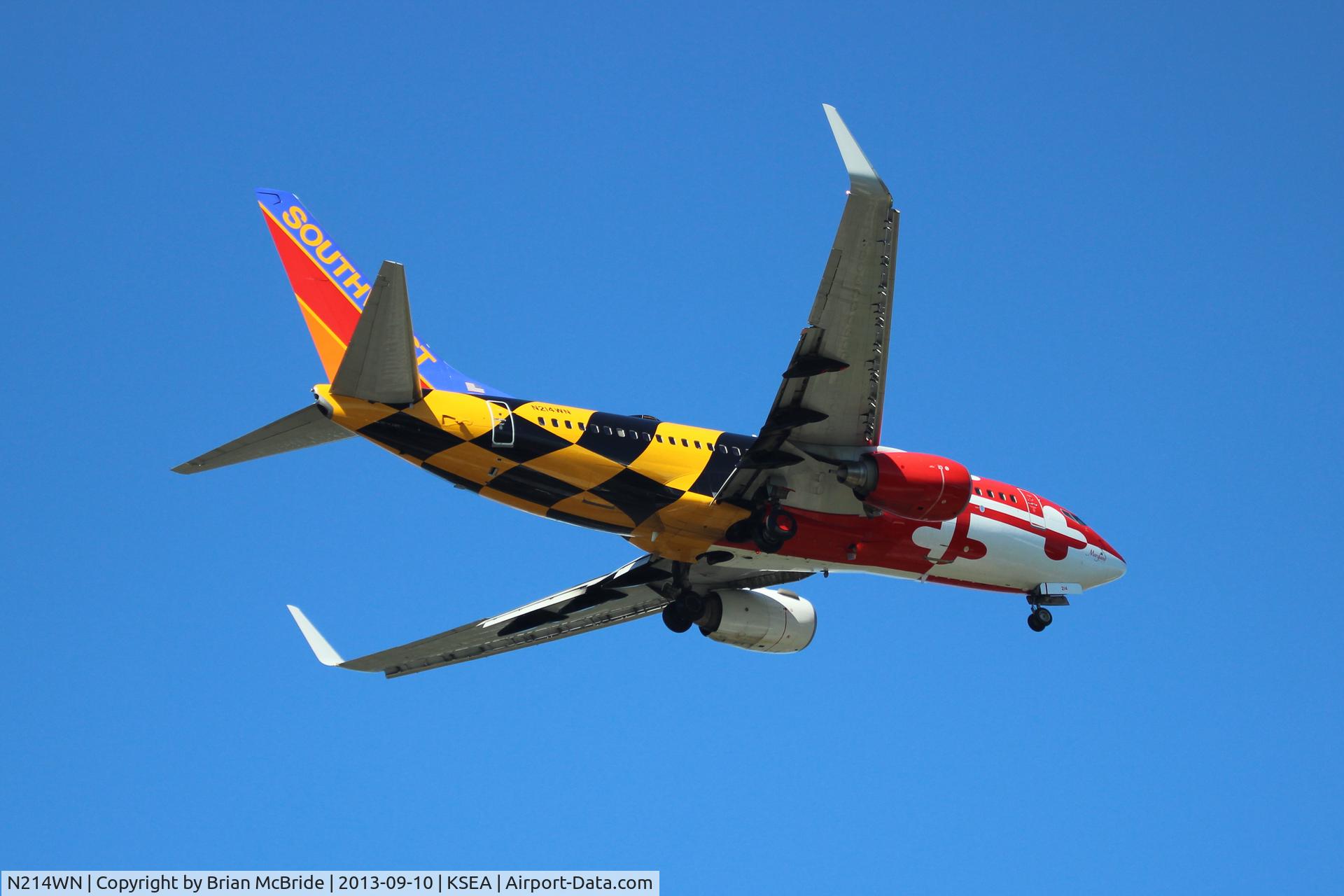 N214WN, 2005 Boeing 737-7H4 C/N 32486, Southwest Airlines. 737-7H4. N214WN 214 cn 32486 1721. Maryland One. Seattle Tacoma - International (SEA KSEA). Image © Brian McBride. 10 September 2013