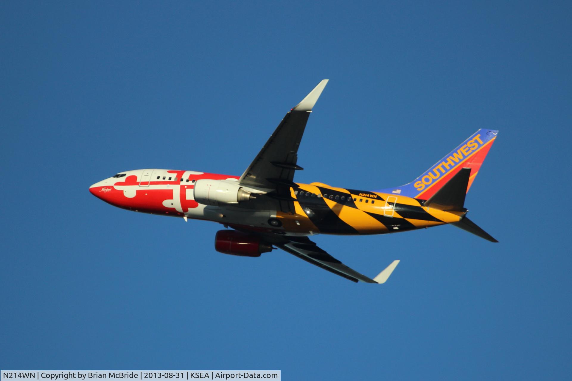 N214WN, 2005 Boeing 737-7H4 C/N 32486, Southwest Airlines. 737-7H4. N214WN 214 cn 32486 1721. Maryland One. Seattle Tacoma - International (SEA KSEA). Image © Brian McBride. 31 August 2013