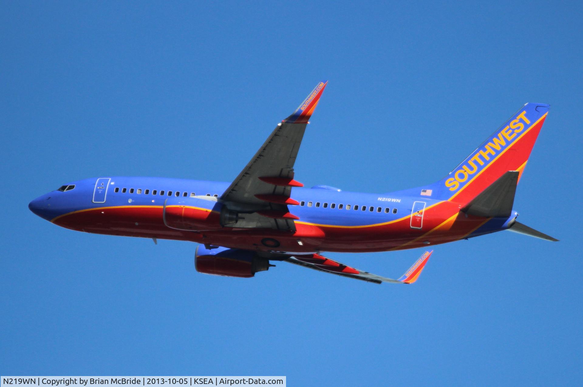 N219WN, 2005 Boeing 737-7H4 C/N 32490, Southwest Airlines. 737-7H4. N219WN cn 32490 1744. Seattle Tacoma - International (SEA KSEA). Image © Brian McBride. 05 October 2013