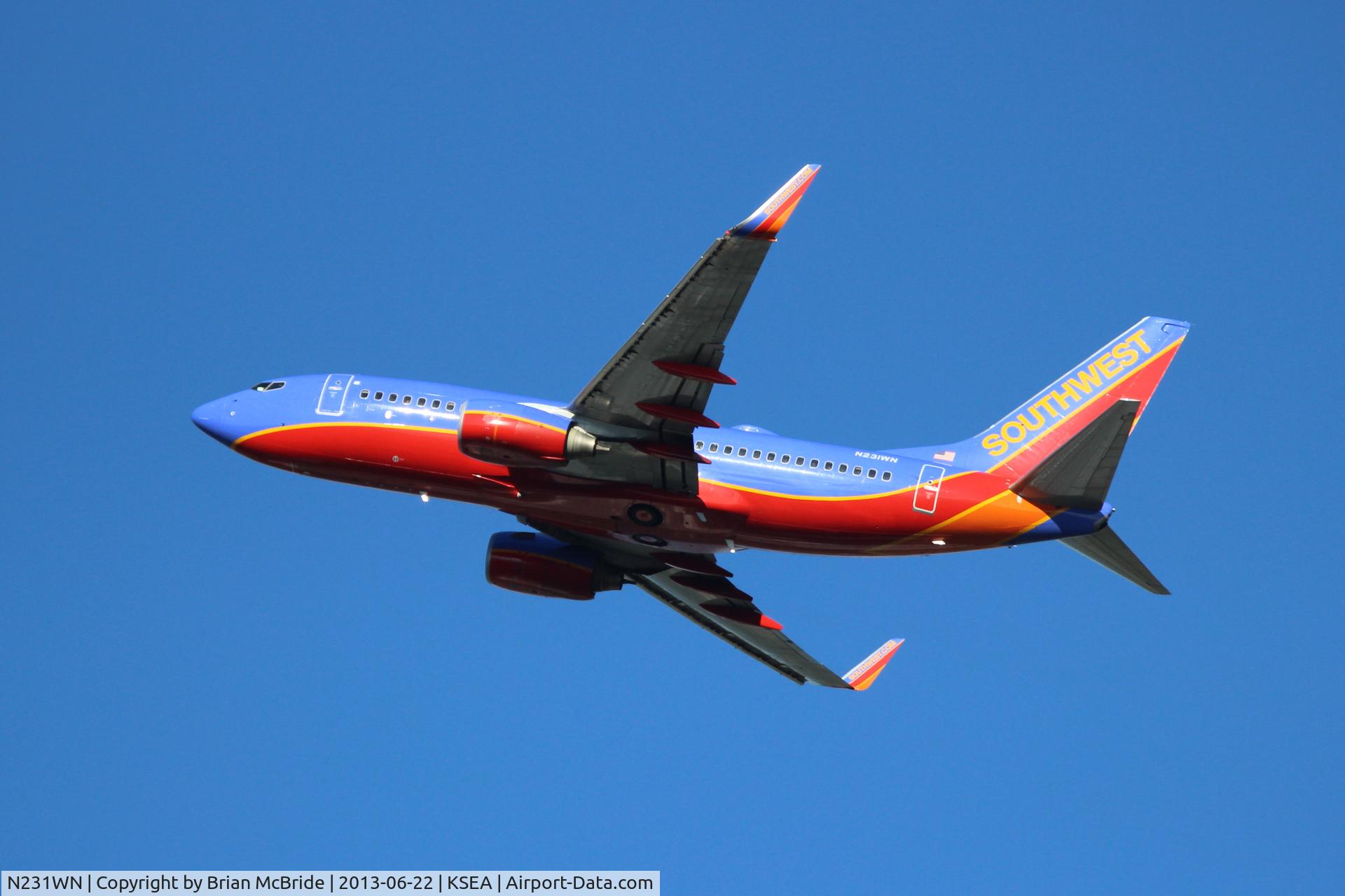 N231WN, 2006 Boeing 737-7H4 C/N 32499, Southwest Airlines. 737-7H4. N231WN cn 32499 1881. Seattle Tacoma - International (SEA KSEA). Image © Brian McBride. 22 June 2013