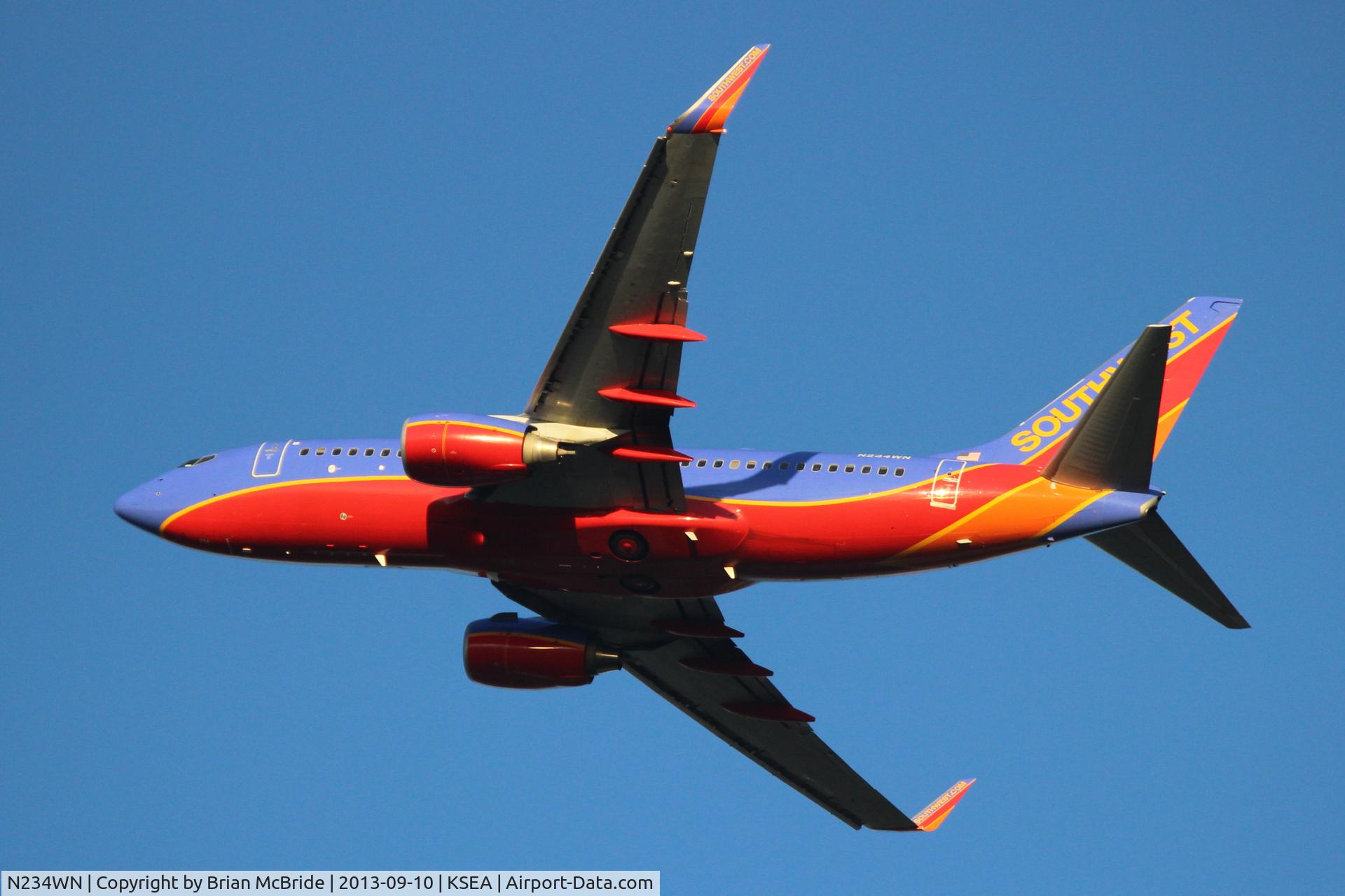 N234WN, 2006 Boeing 737-7H4 C/N 32502, Southwest Airlines. 737-7H4. N234WN cn 32502 1905. Seattle Tacoma - International (SEA KSEA). Image © Brian McBride. 10 September 2013