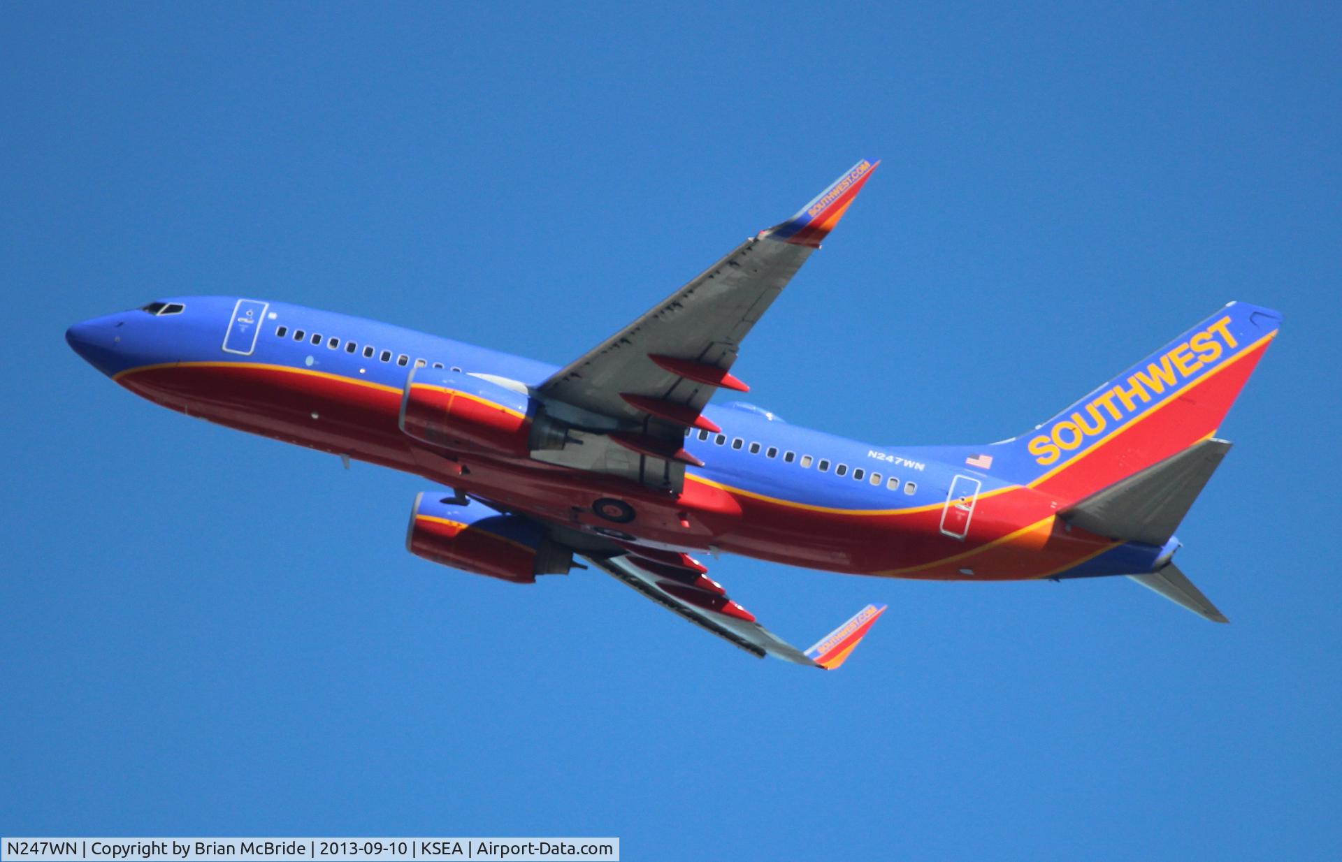 N247WN, 2006 Boeing 737-7H4 C/N 32508, Southwest Airlines. 737-7H4. N247WN cn 32508 1989. Seattle Tacoma - International (SEA KSEA). Image © Brian McBride. 10 September 2013