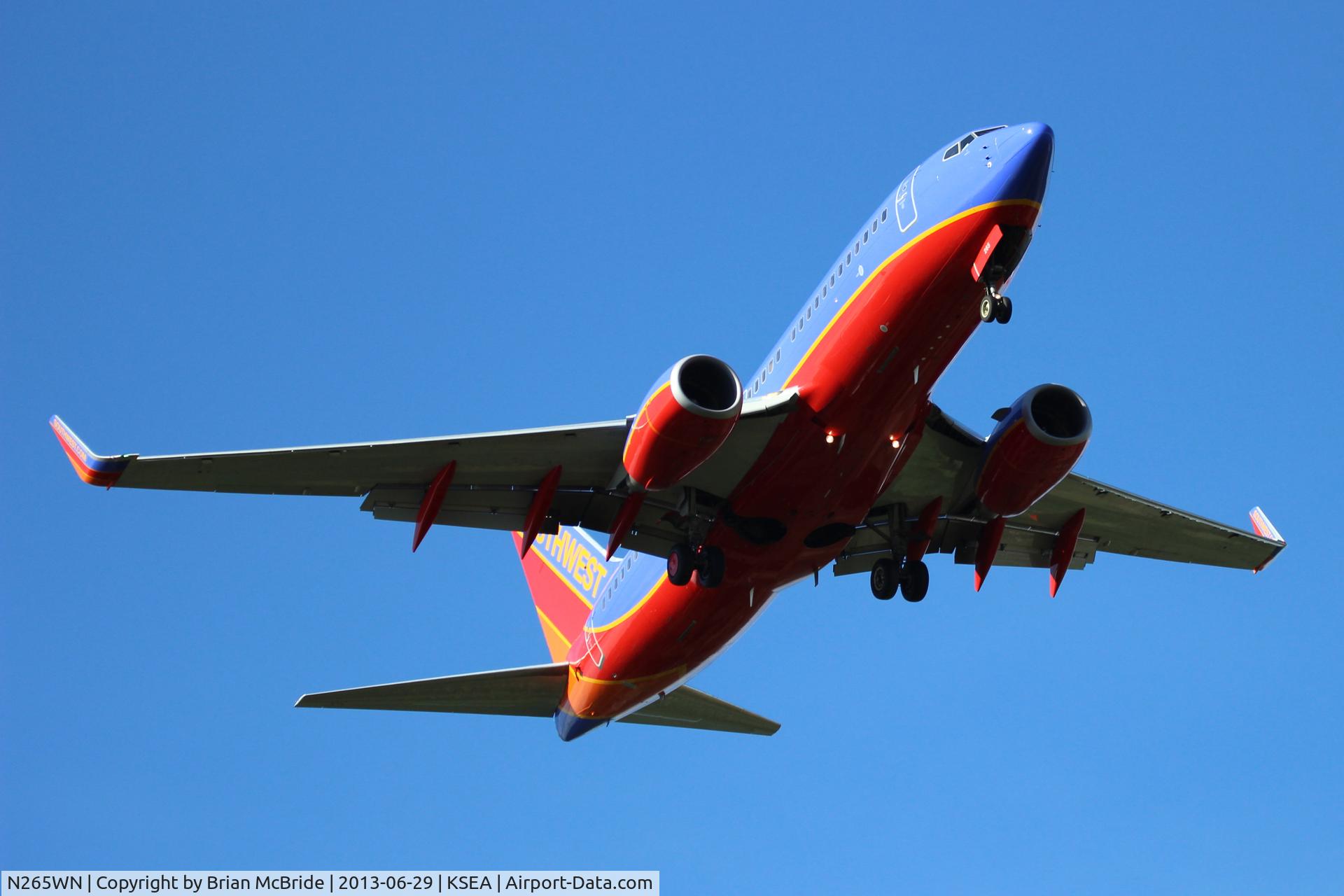 N265WN, 2007 Boeing 737-7H4 C/N 32522, Southwest Airlines. 737-7H4. N265WN cn 32522 2174. Seattle Tacoma - International (SEA KSEA). Image © Brian McBride. 29 June 2013