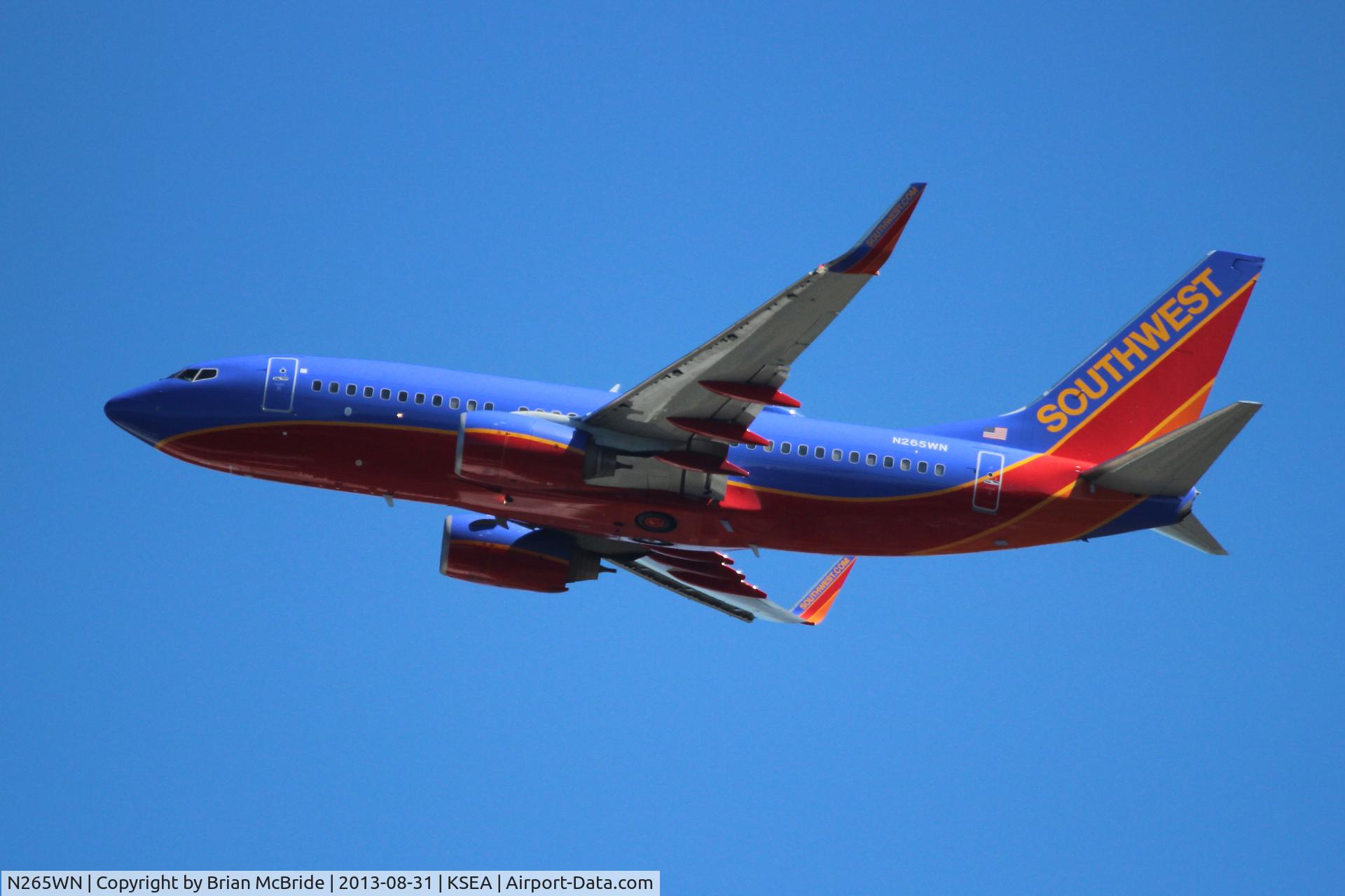 N265WN, 2007 Boeing 737-7H4 C/N 32522, Southwest Airlines. 737-7H4. N265WN cn 32522 2174. Seattle Tacoma - International (SEA KSEA). Image © Brian McBride. 31 August 2013