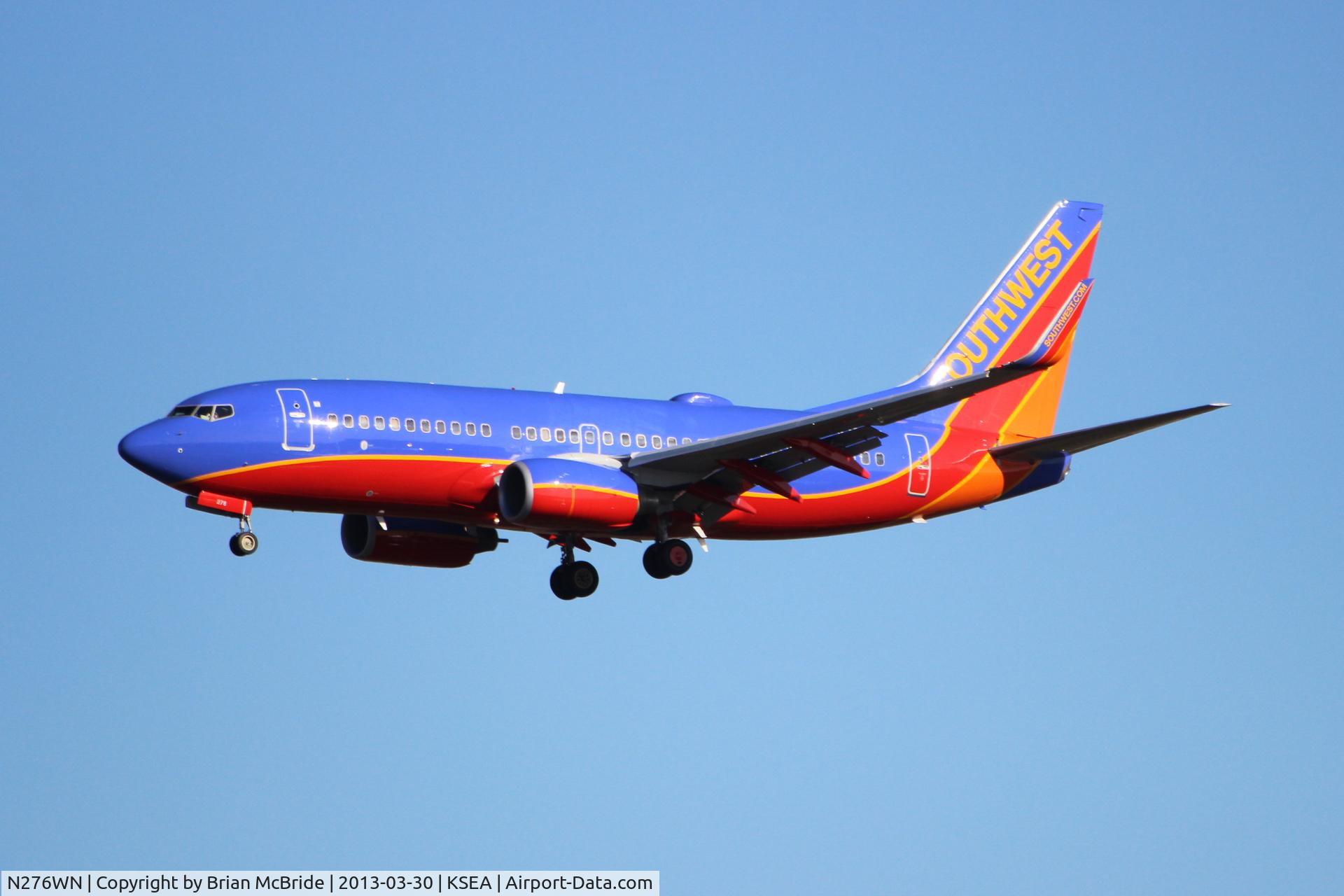N276WN, 2007 Boeing 737-7H4 C/N 32530, Southwest Airlines. 737-7H4. N276WN cn 32530 2262. Seattle Tacoma - International (SEA KSEA). Image © Brian McBride. 30 March 2013