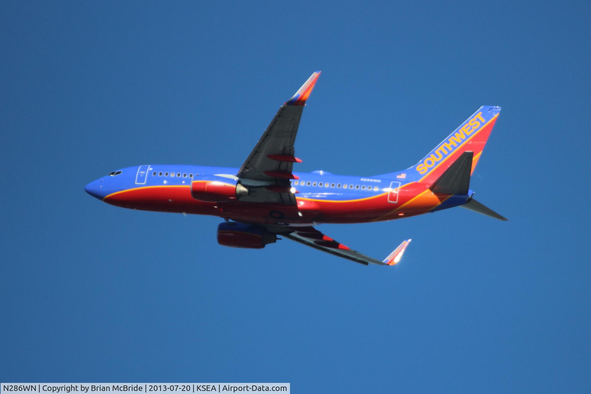 N286WN, 2004 Boeing 737-7H4 C/N 32471, Southwest Airlines. 737-7H4. N286WN cn 32471 1535. Seattle Tacoma - International (SEA KSEA). Image © Brian McBride. 20 July 2013