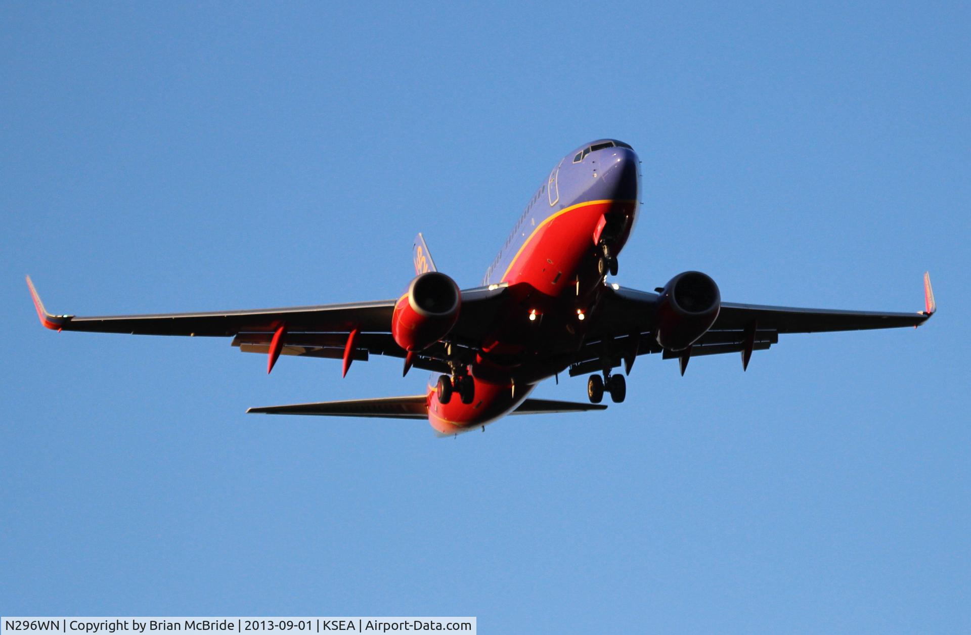 N296WN, 2007 Boeing 737-7H4 C/N 36613, Southwest Airlines. 737-7H4. N296WN cn 36613 2413. Seattle Tacoma - International (SEA KSEA). Image © Brian McBride. 01 September 2013