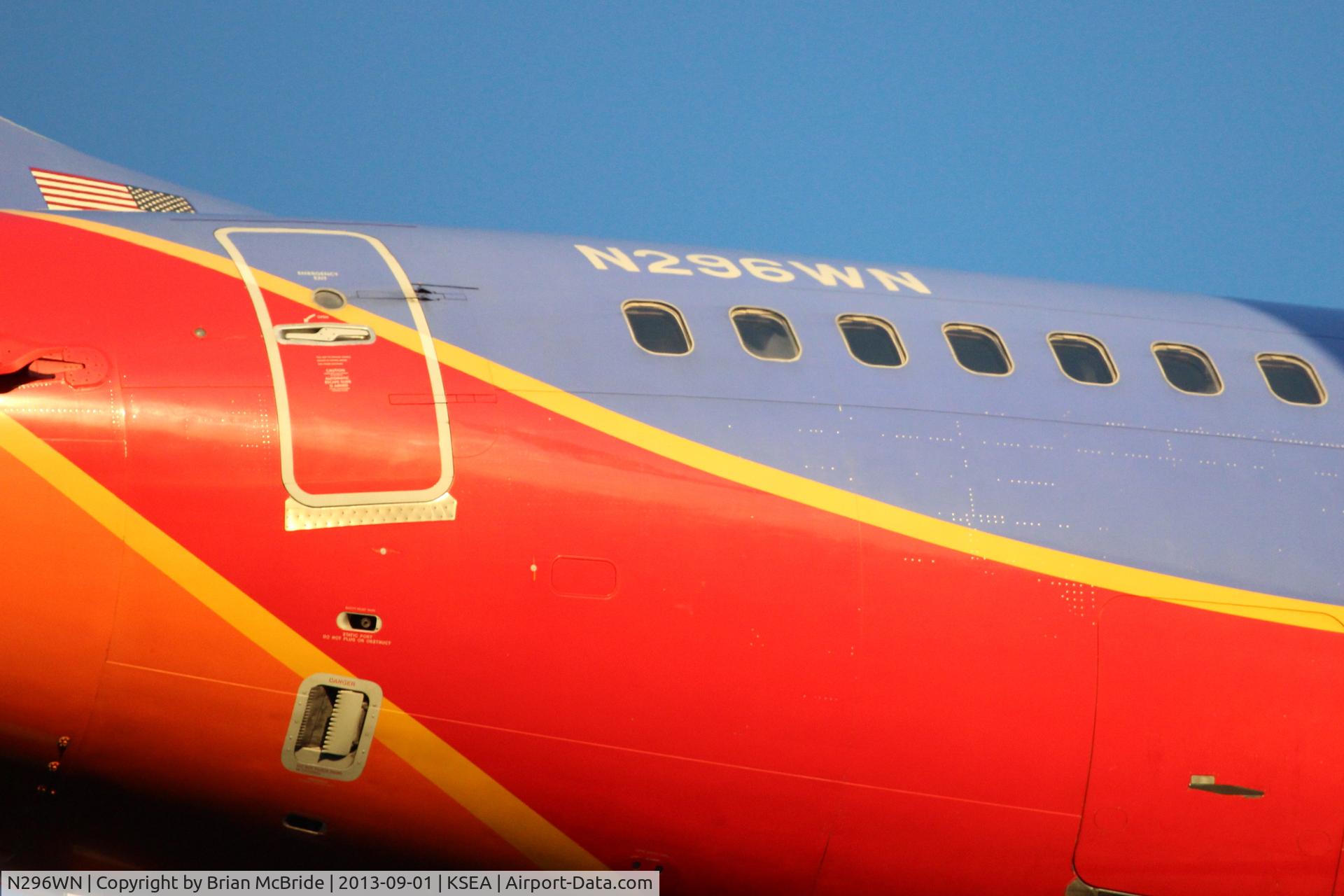 N296WN, 2007 Boeing 737-7H4 C/N 36613, Southwest Airlines. 737-7H4. N296WN cn 36613 2413. Seattle Tacoma - International (SEA KSEA). Image © Brian McBride. 01 September 2013