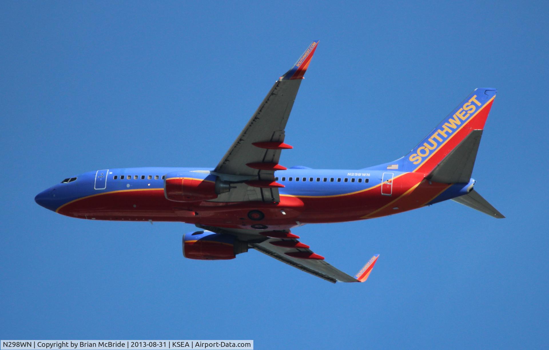 N298WN, 2007 Boeing 737-7H4 C/N 32543, Southwest Airlines. 737-7H4. N298WN cn 32543 2438. Seattle Tacoma - International (SEA KSEA). Image © Brian McBride. 31 August 2013