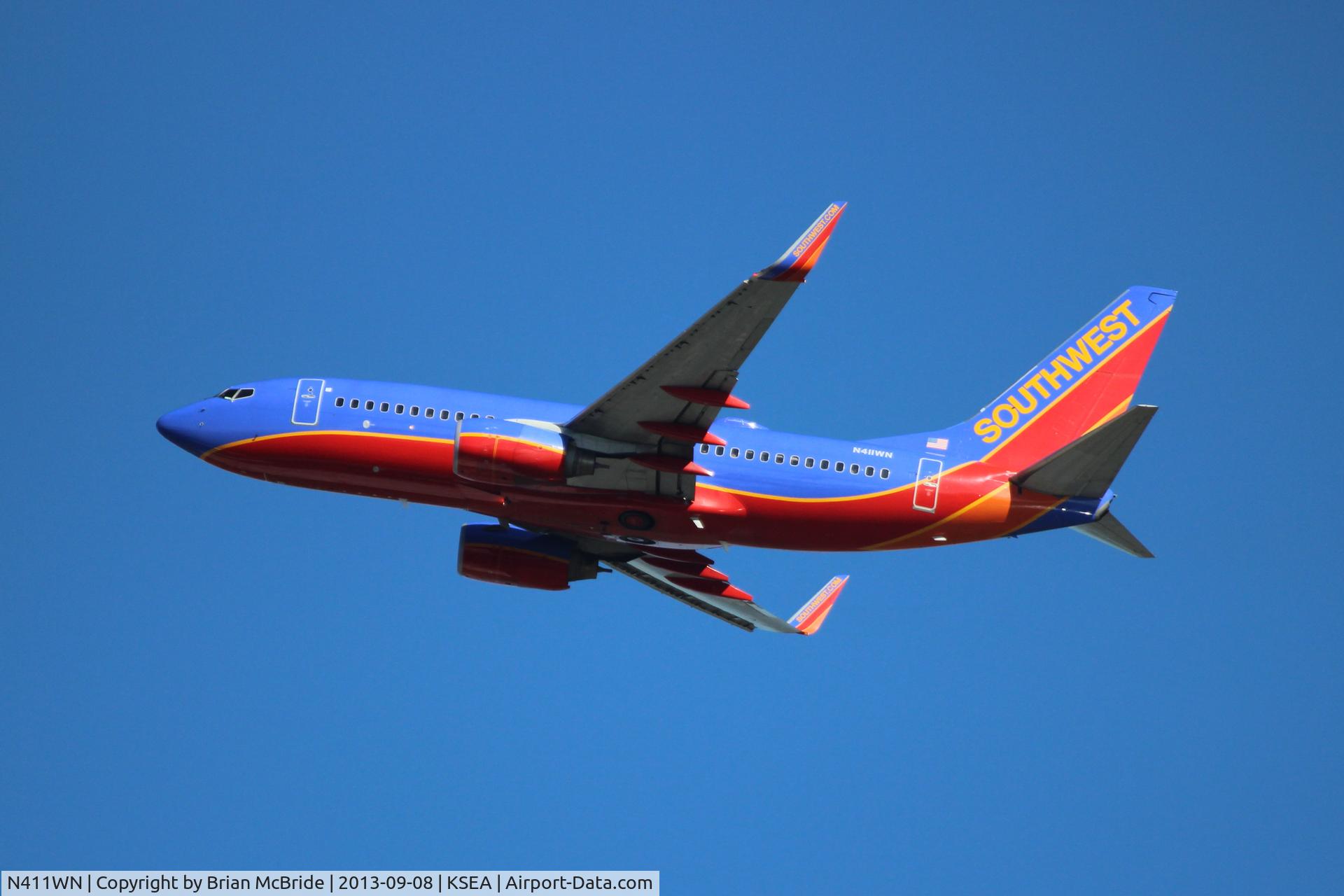 N411WN, 2001 Boeing 737-7H4 C/N 29821, Southwest Airlines. 737-7H4. N411WN cn 29821 950. Seattle Tacoma - International (SEA KSEA). Image © Brian McBride. 08 September 2013