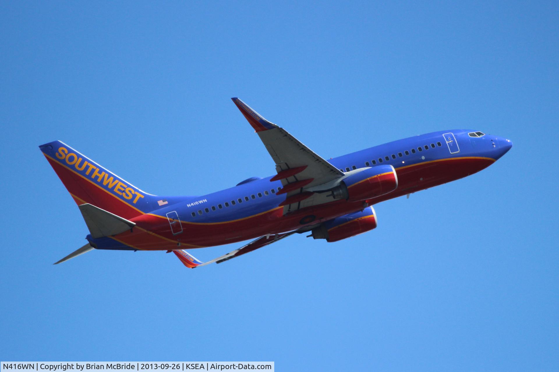 N416WN, 2001 Boeing 737-7H4 C/N 32453, Southwest Airlines. 737-7H4. N416WN cn 32453 990. Seattle Tacoma - International (SEA KSEA). Image © Brian McBride. 26 September 2013