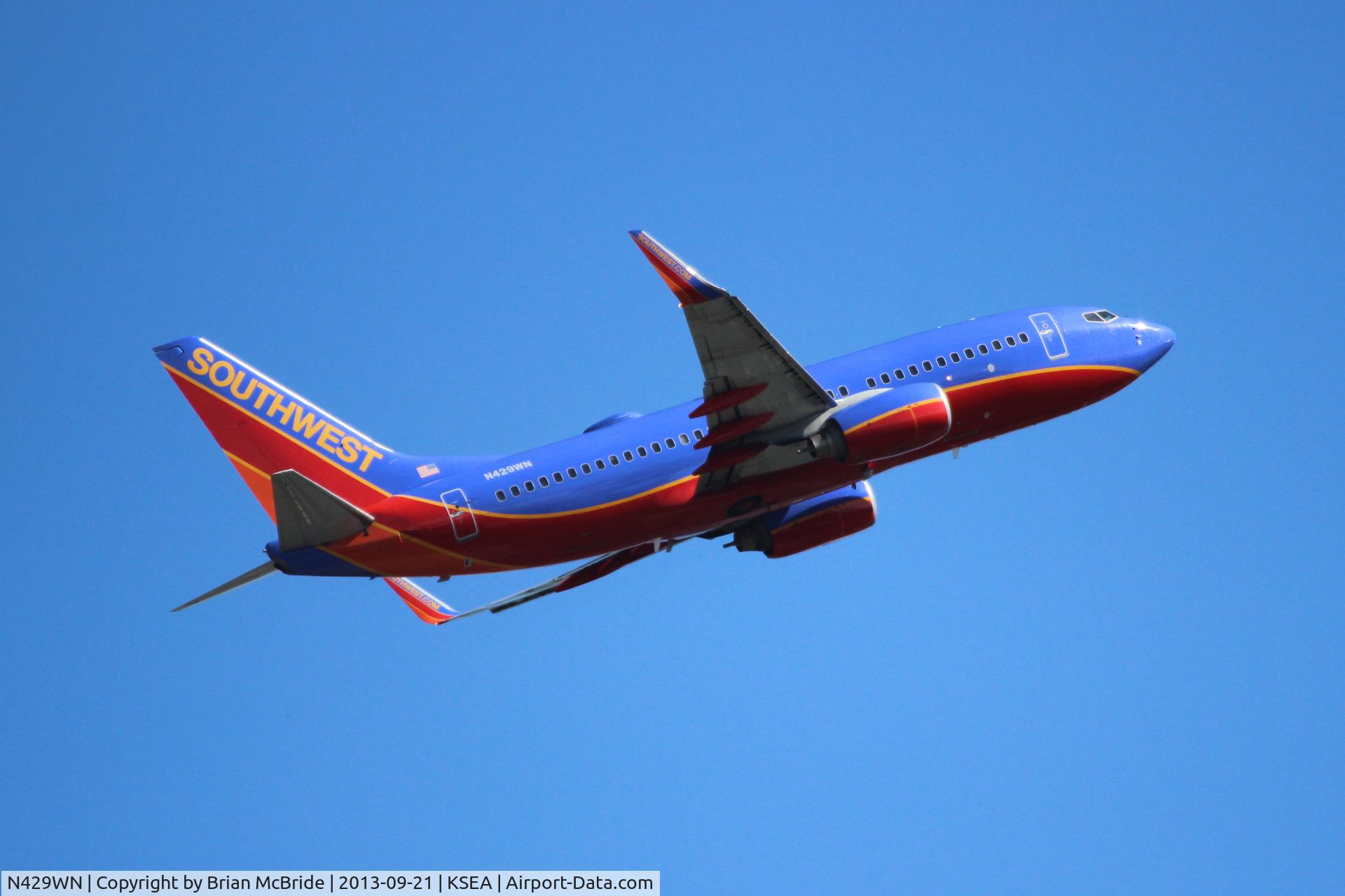 N429WN, 2002 Boeing 737-7H4 C/N 33658, Southwest Airlines. 737-7H4. N429WN cn 33658 1256. Seattle Tacoma - International (SEA KSEA). Image © Brian McBride. 21 September 2013