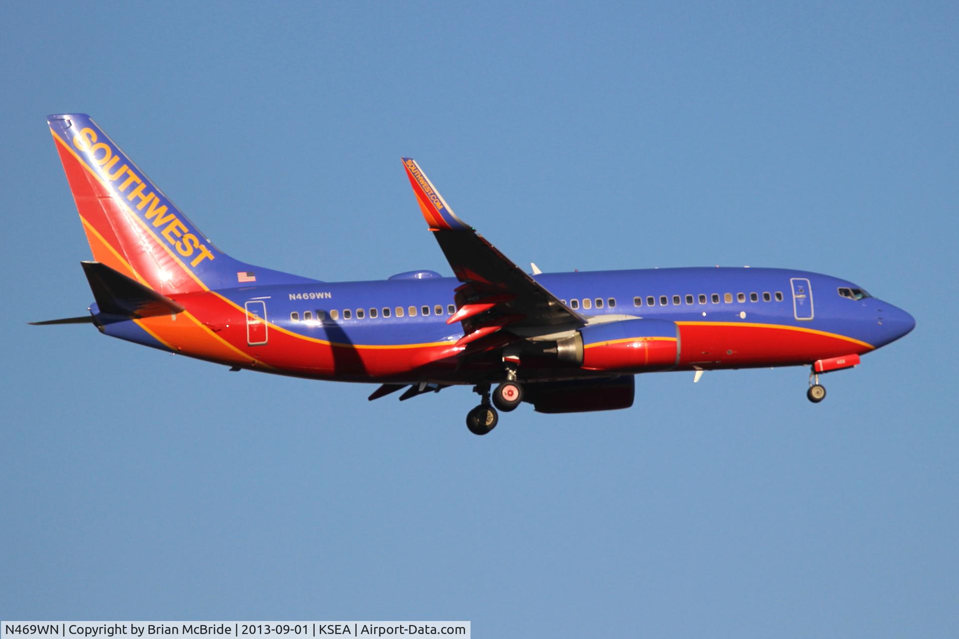 N469WN, 2004 Boeing 737-7H4 C/N 33859, Southwest Airlines. 737-7H4. N469WN cn 33859 1525. Seattle Tacoma - International (SEA KSEA). Image © Brian McBride. 01 September 2013