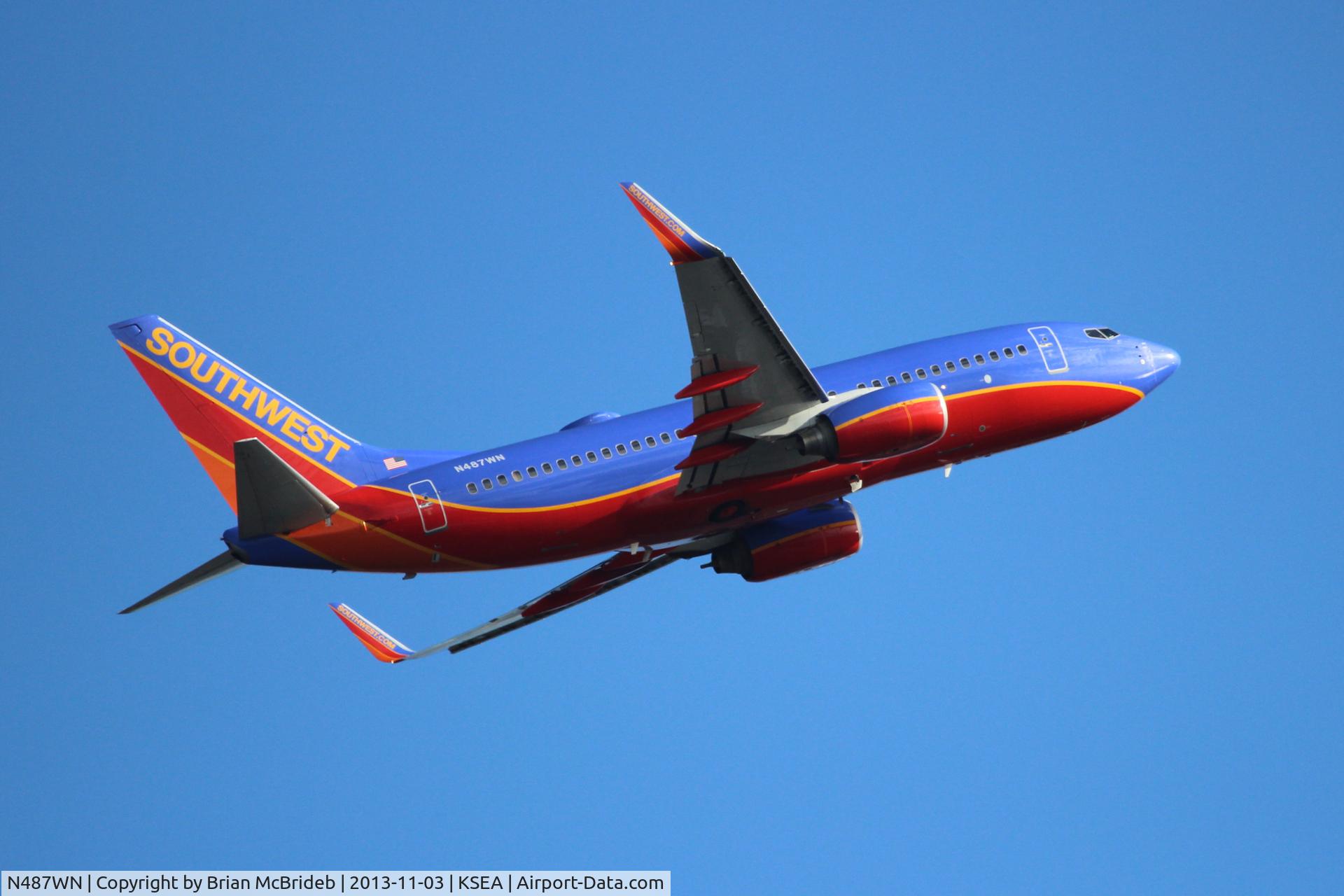 N487WN, 2004 Boeing 737-7H4 C/N 33854, Southwest Airlines. 737-7H4. N487WN cn 33854 1583. Seattle Tacoma - International (SEA KSEA). Image © Brian McBride. 03 November 2013