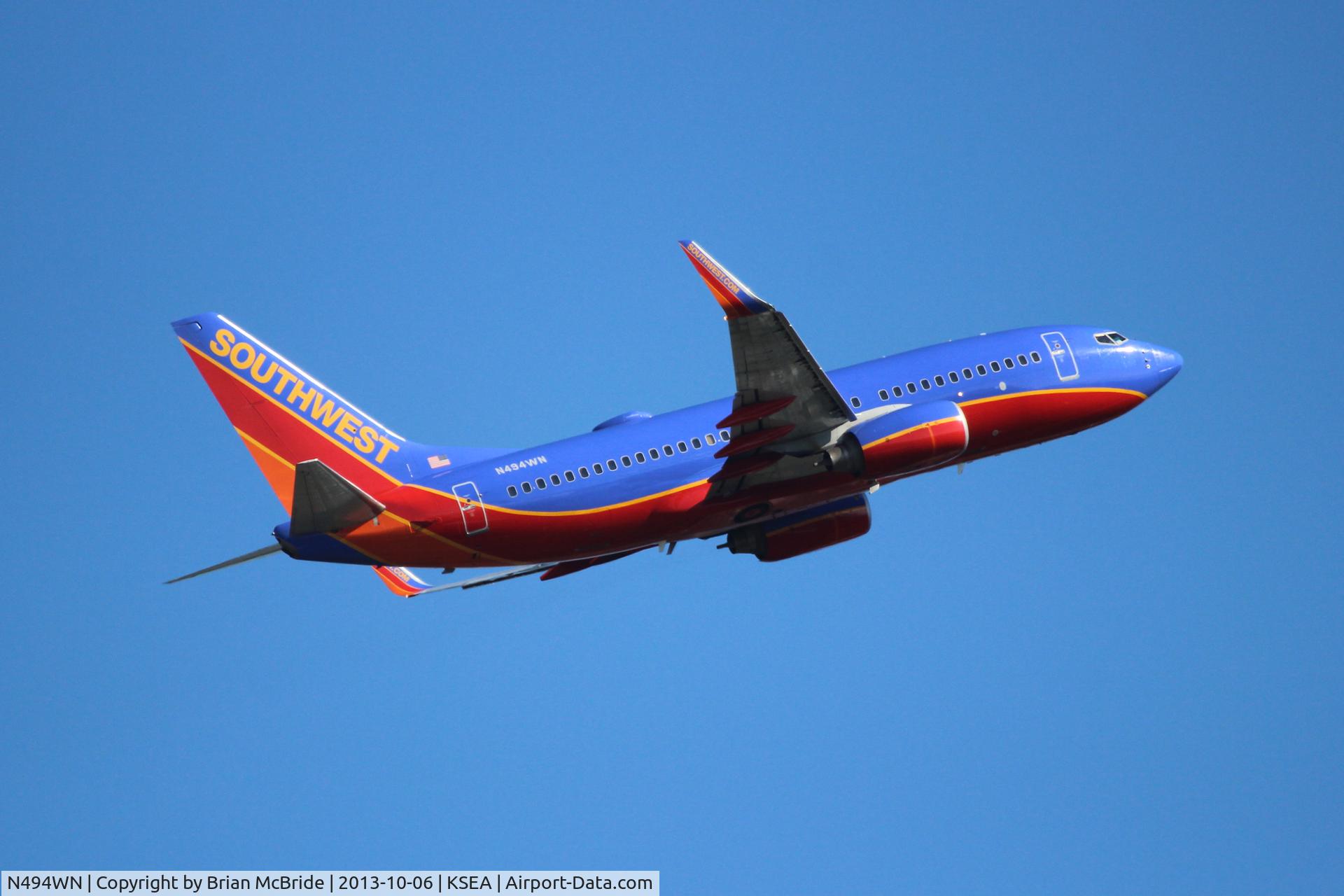 N494WN, 2004 Boeing 737-7H4 C/N 33868, Southwest Airlines. 737-7H4. N494WN cn 33868 1621. Seattle Tacoma - International (SEA KSEA). Image © Brian McBride. 06 October 2013