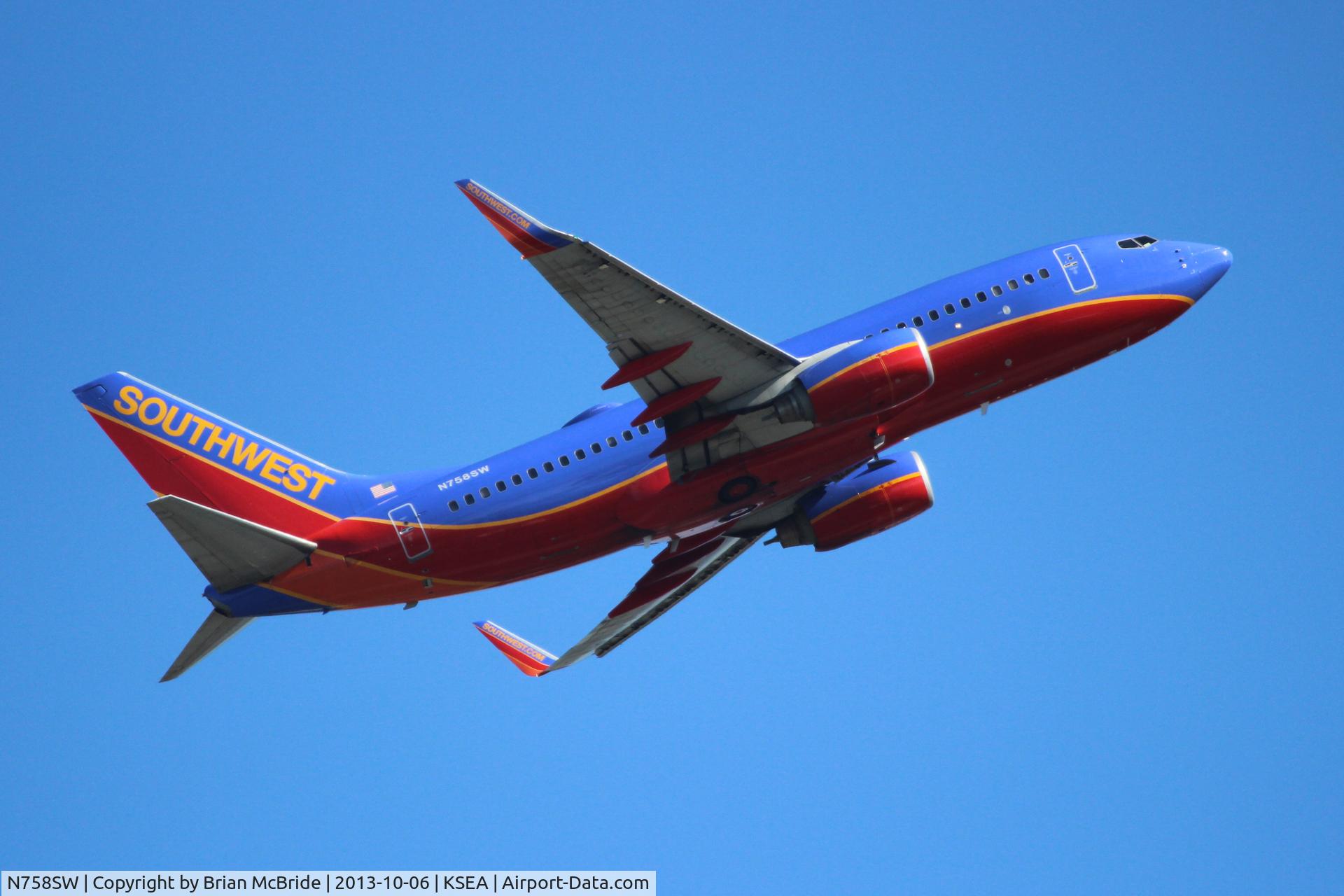 N758SW, 1999 Boeing 737-7H4 C/N 27873, Southwest Airlines. 737-7H4. N758SW cn 27873 437. Seattle Tacoma - International (SEA KSEA). Image © Brian McBride. 06 October 2013