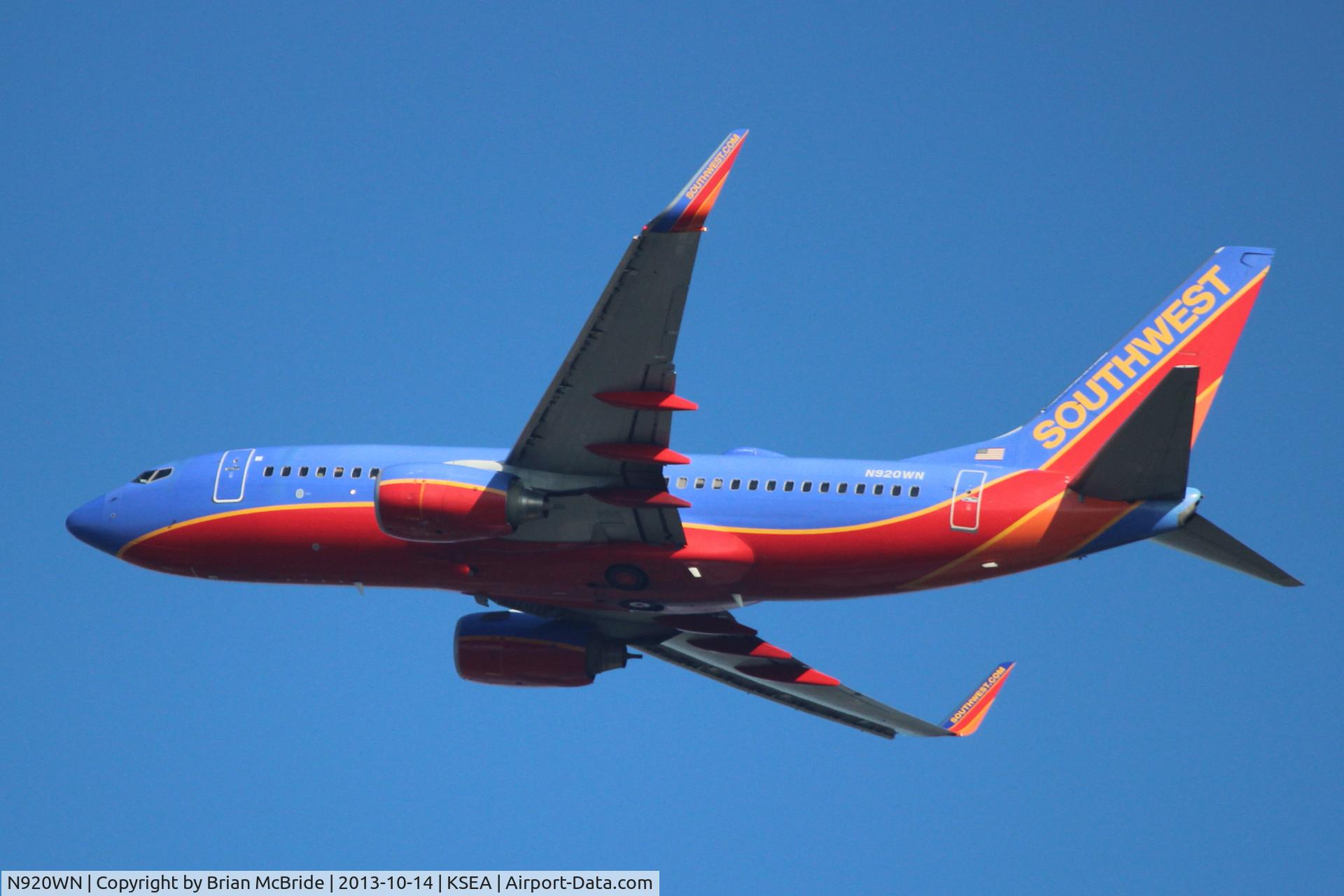 N920WN, 2008 Boeing 737-7H4 C/N 32460, Southwest Airlines. 737-7H4. N920WN cn 32460 2597. Seattle Tacoma - International (SEA KSEA). Image © Brian McBride. 14 October 2013