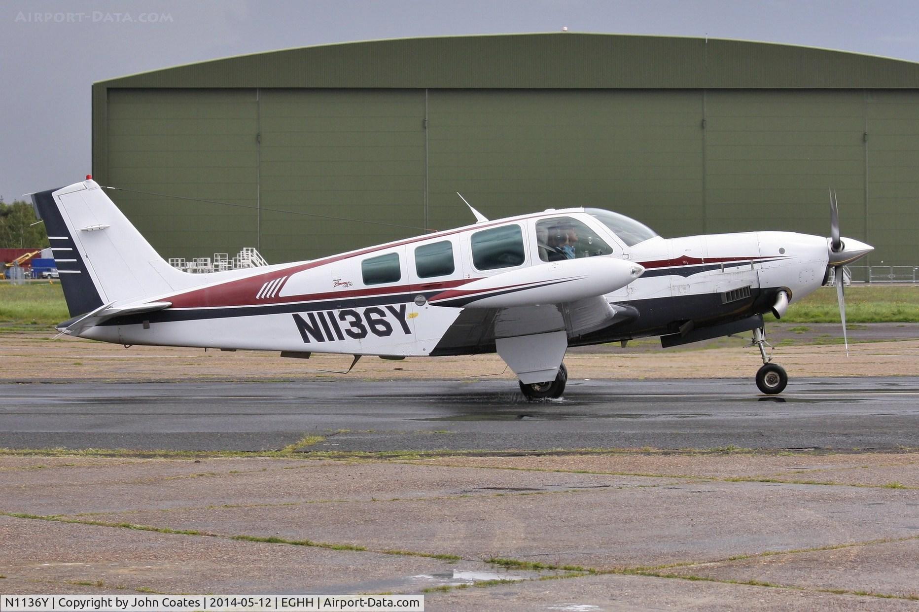 N1136Y, 1996 Raytheon Aircraft Company A36 Bonanza C/N E-3050, USA visitor departing from BHL on next stage of European tour via the Scillies