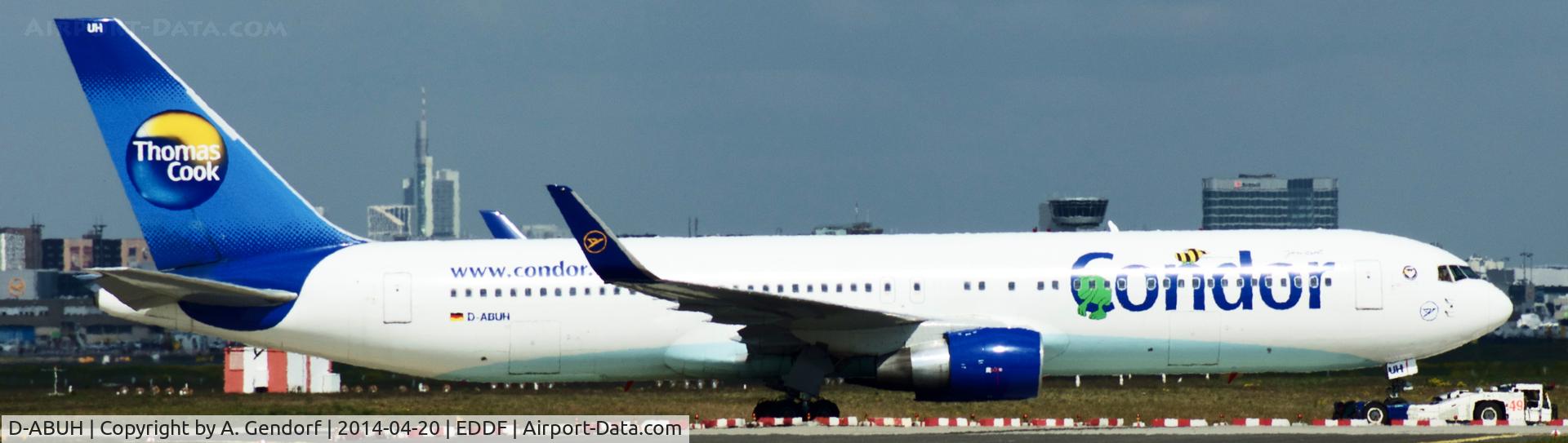 D-ABUH, 1994 Boeing 767-330/ER C/N 26986, Condor, is here under tow at Frankfurt Rhein/Main Int'l(EDDF)